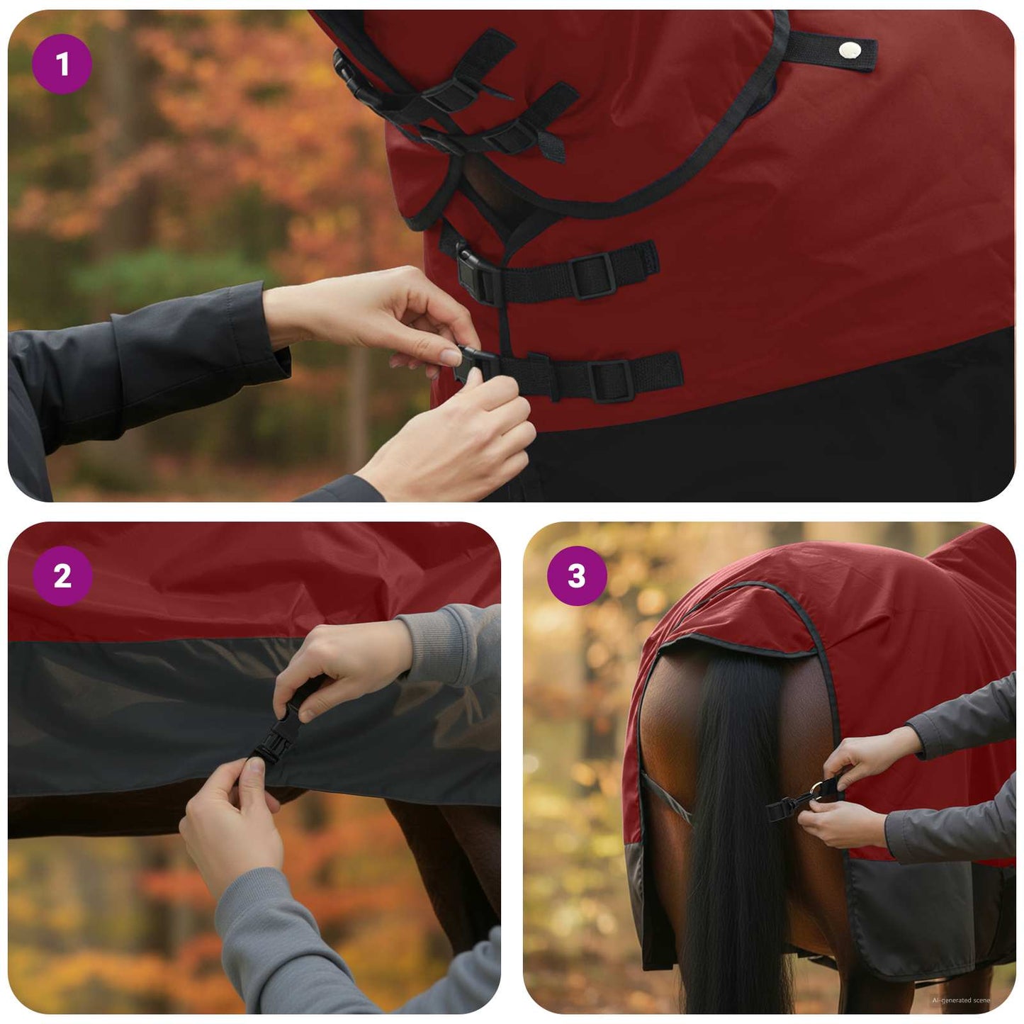 Horse Blanket Bordeaux and Black 95 cm Polyester