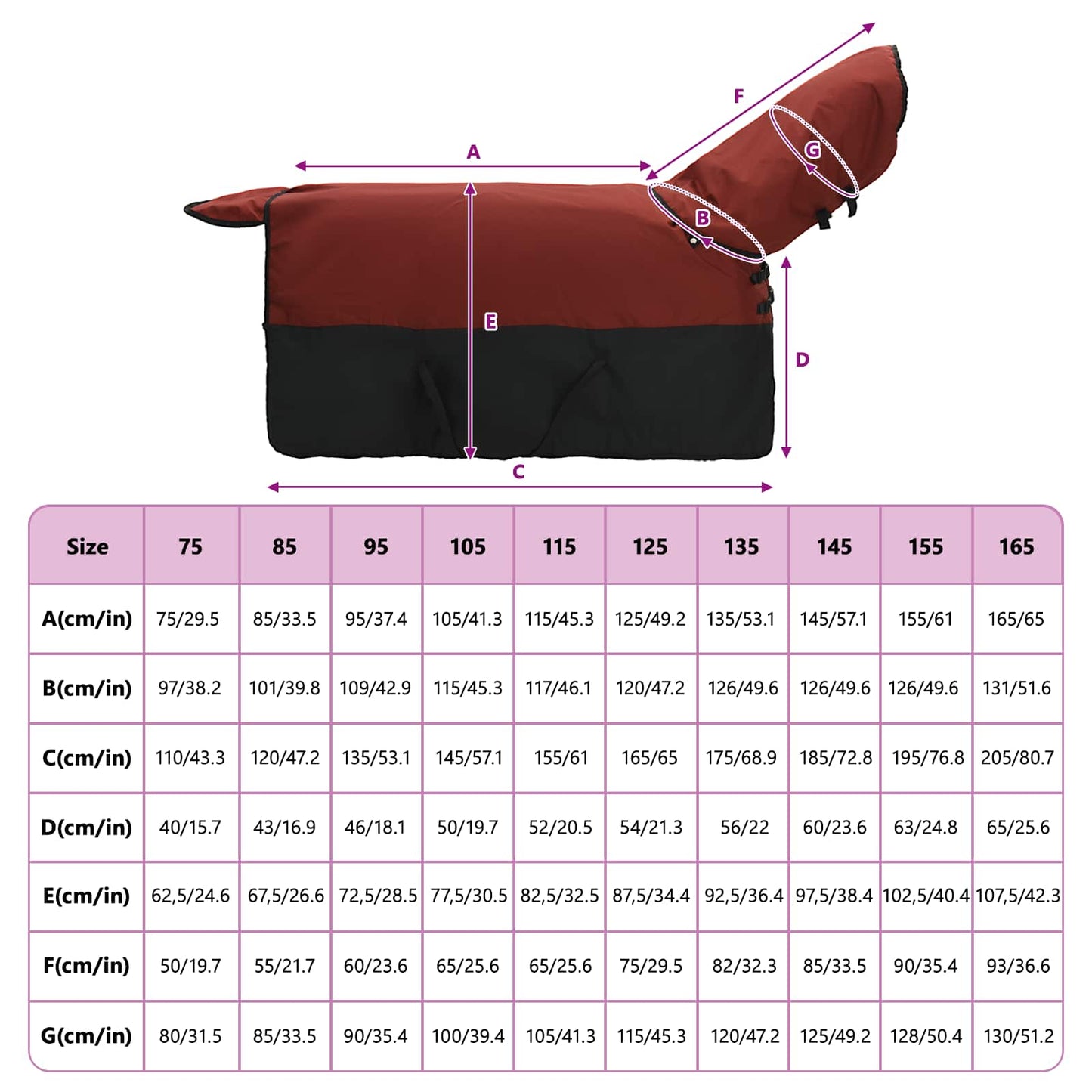 Horse Blanket Bordeaux and Black 105 cm Polyester