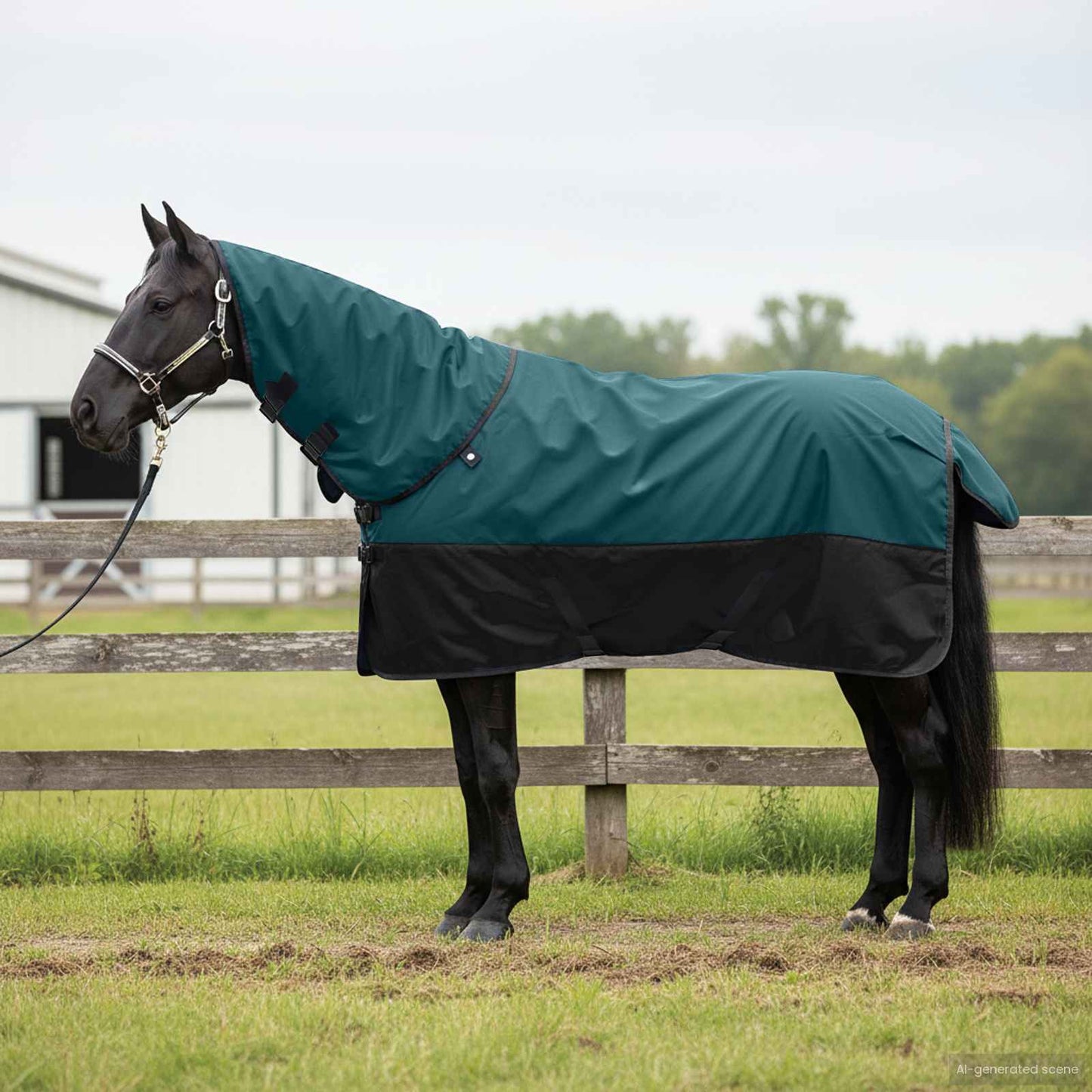 Horse Blanket Dark Green and Black 95 cm Polyester