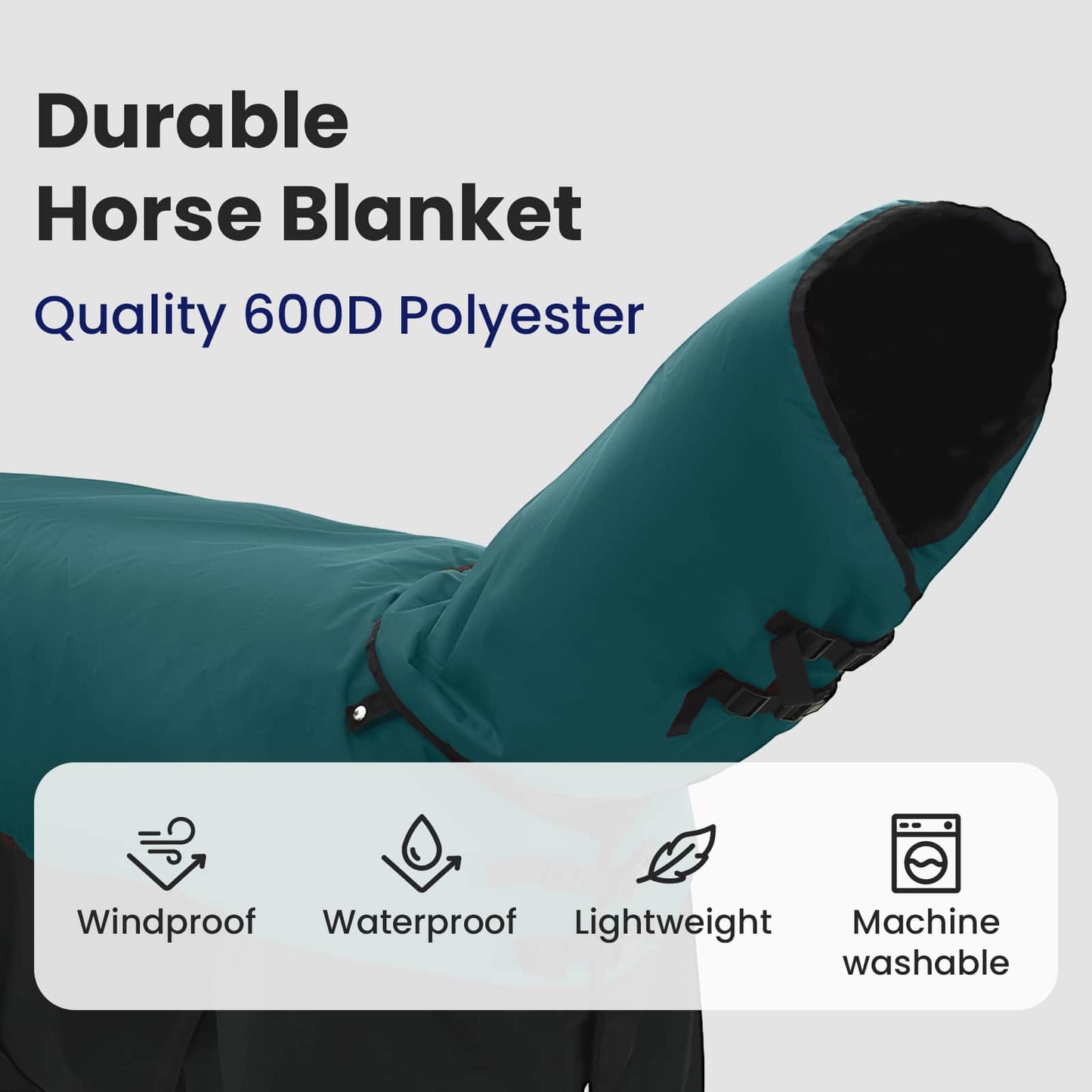 Horse Blanket Dark Green and Black 135 cm Polyester