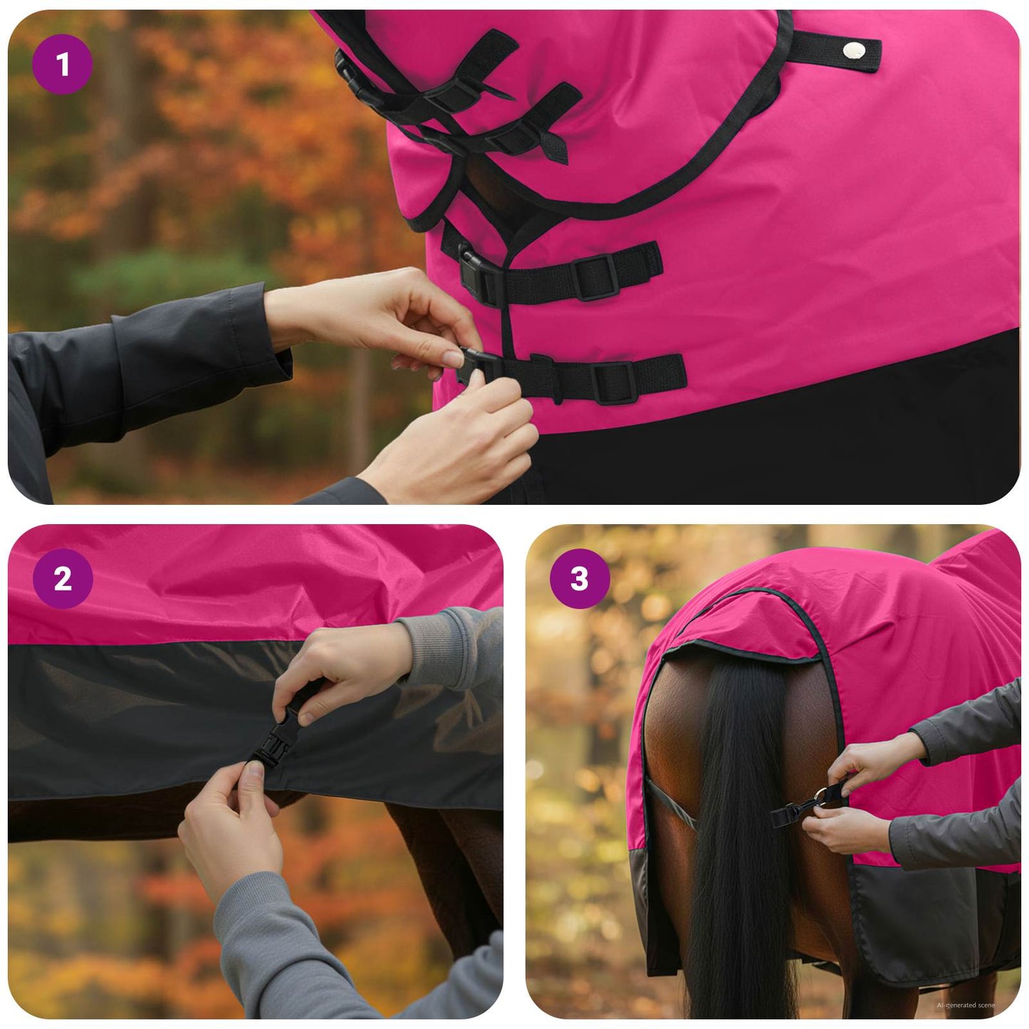 Horse Blanket Pink and Black 75 cm Polyester