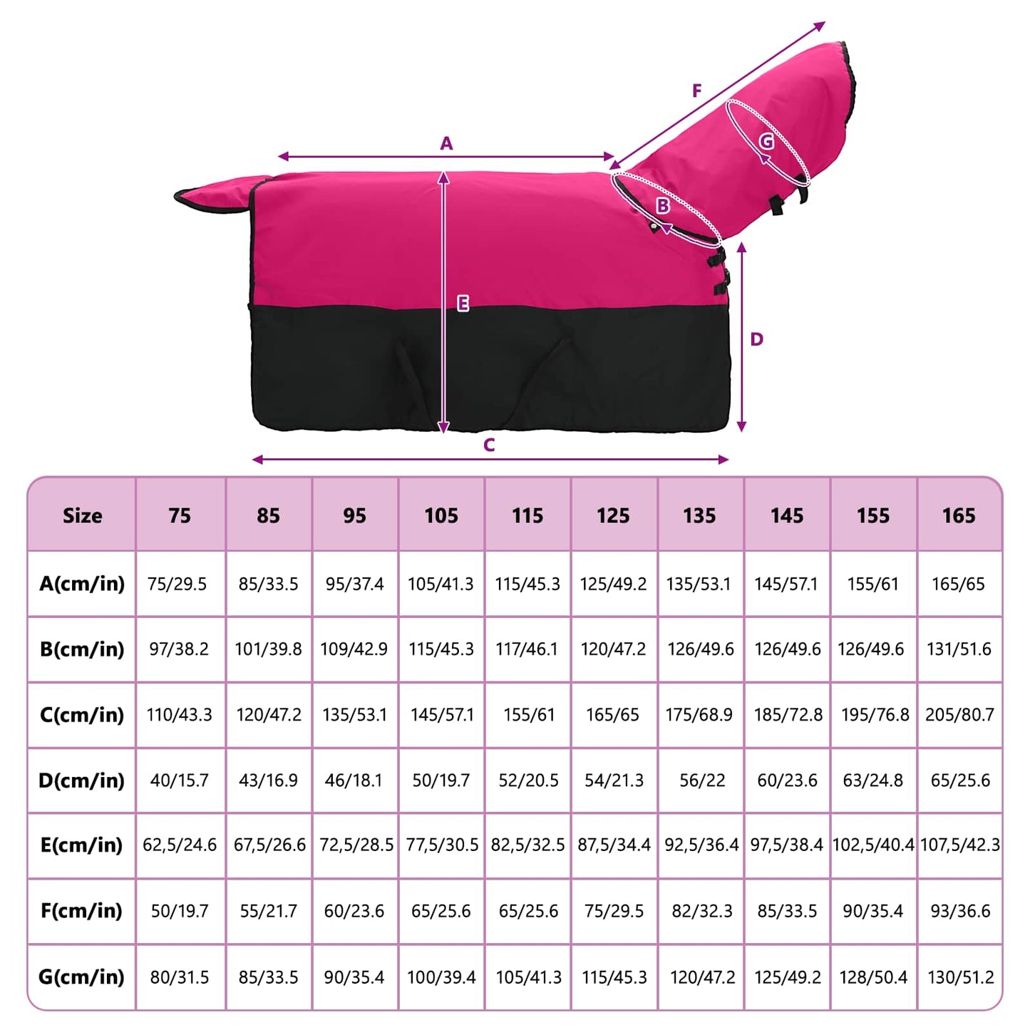Horse Blanket Pink and Black 75 cm Polyester
