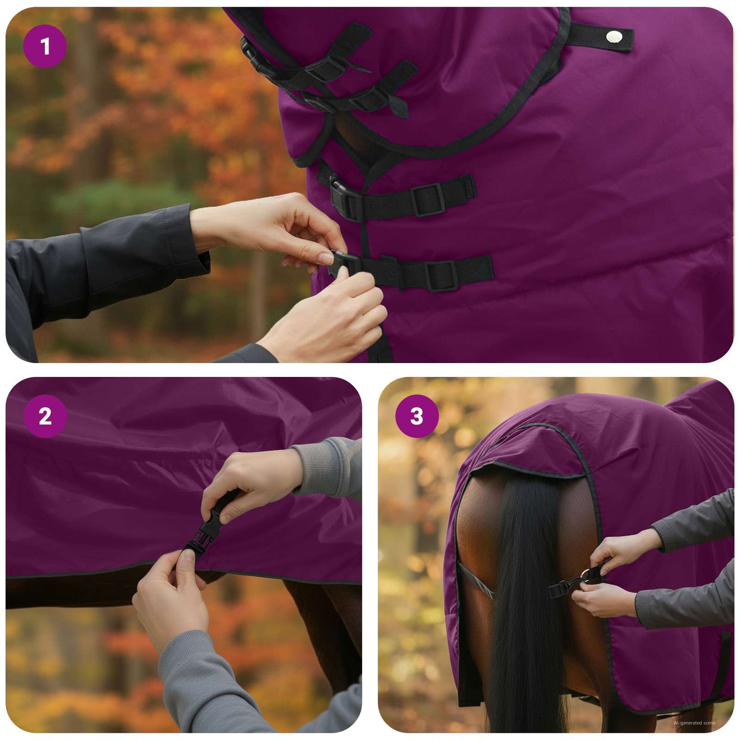 Horse Blanket Full Purple 75 cm Polyester