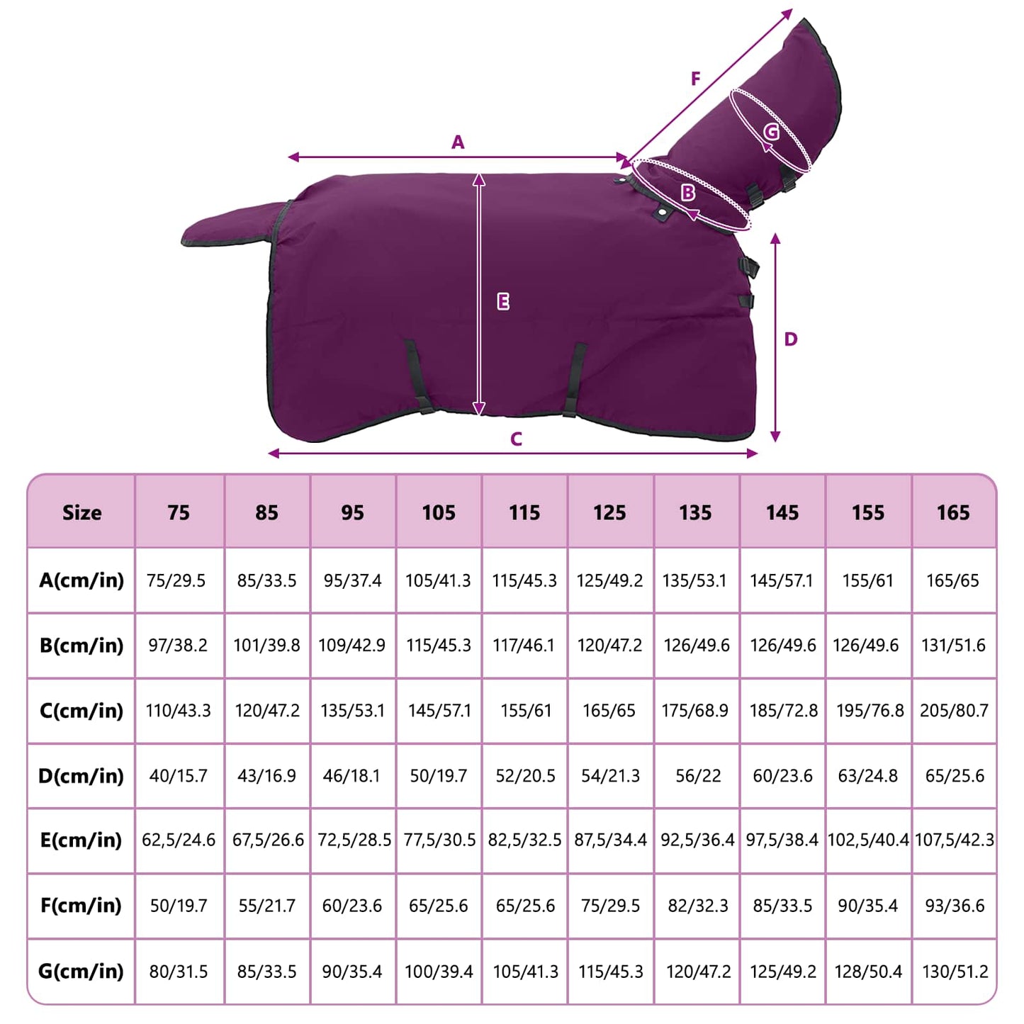 Horse Blanket Full Purple 75 cm Polyester