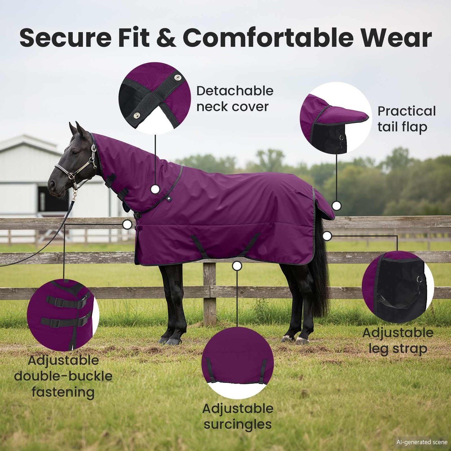 Horse Blanket Full Purple 85 cm Polyester