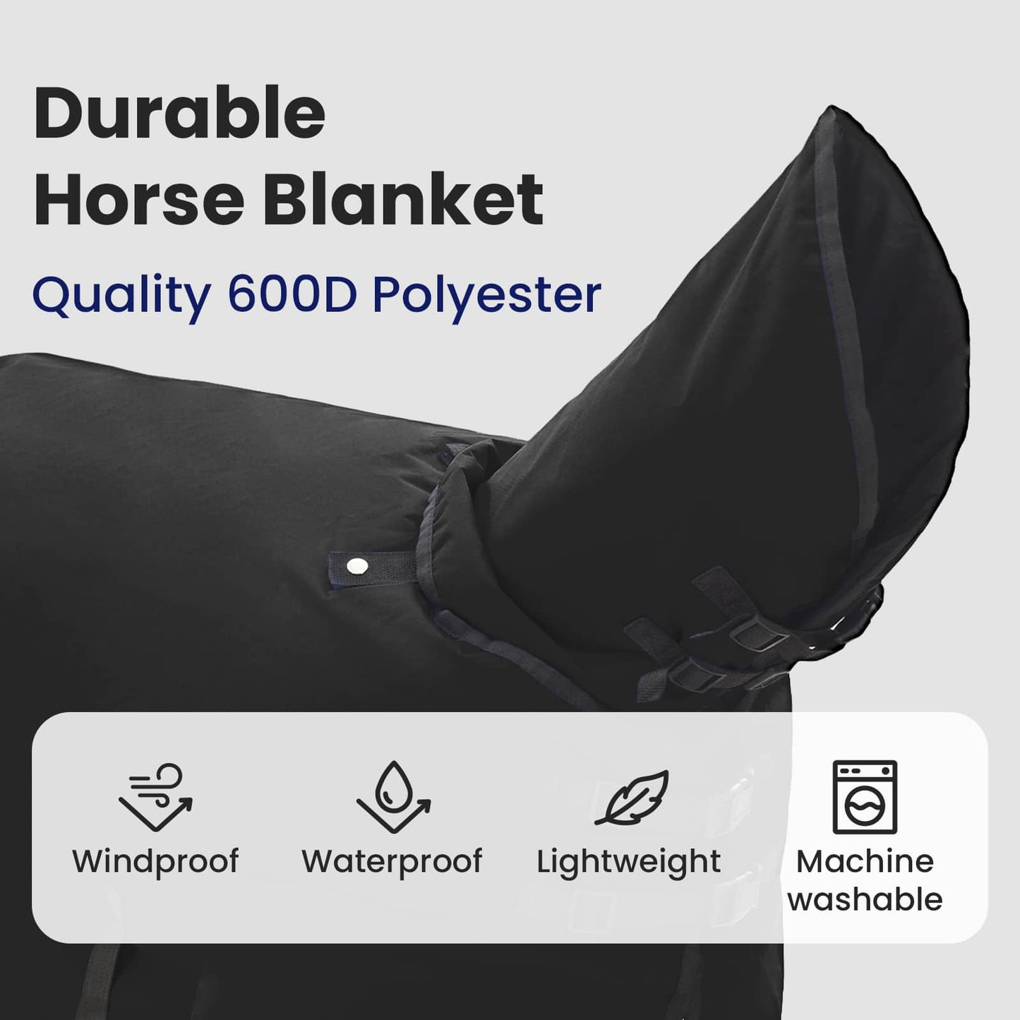 Horse Blanket Full Black 135 cm Polyester