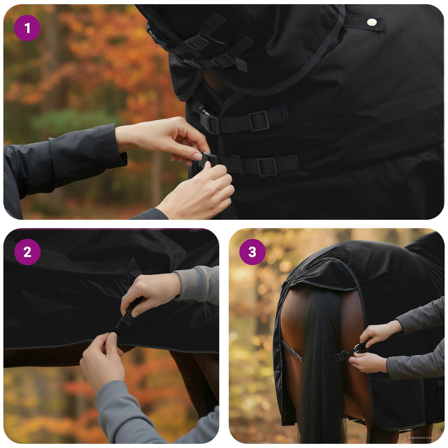Horse Blanket Full Black 155 cm Polyester