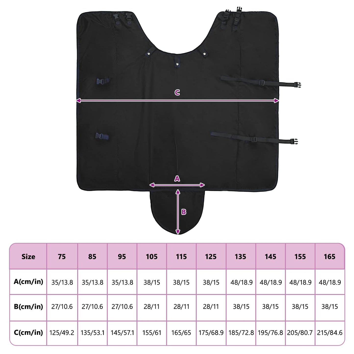 Horse Blanket Full Black 155 cm Polyester