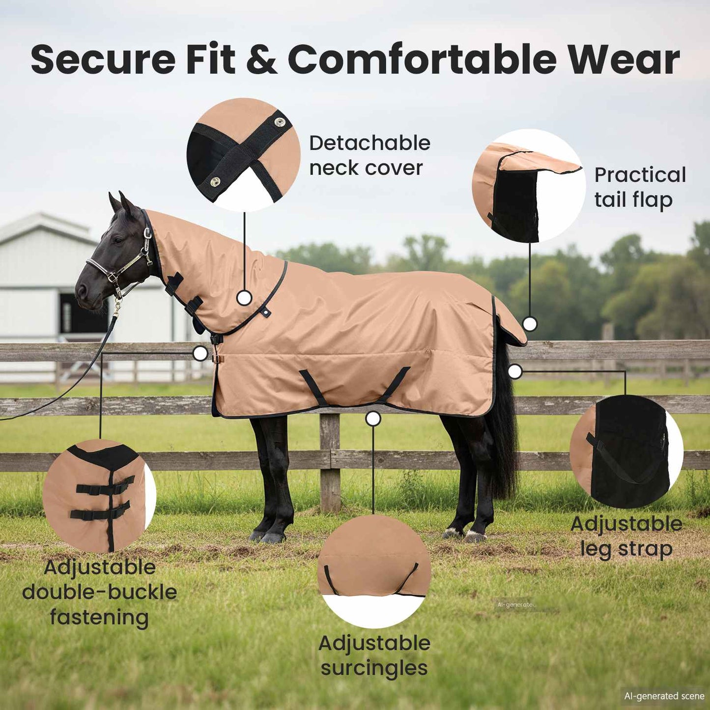 Horse Blanket Cappuccino 155 cm Polyester