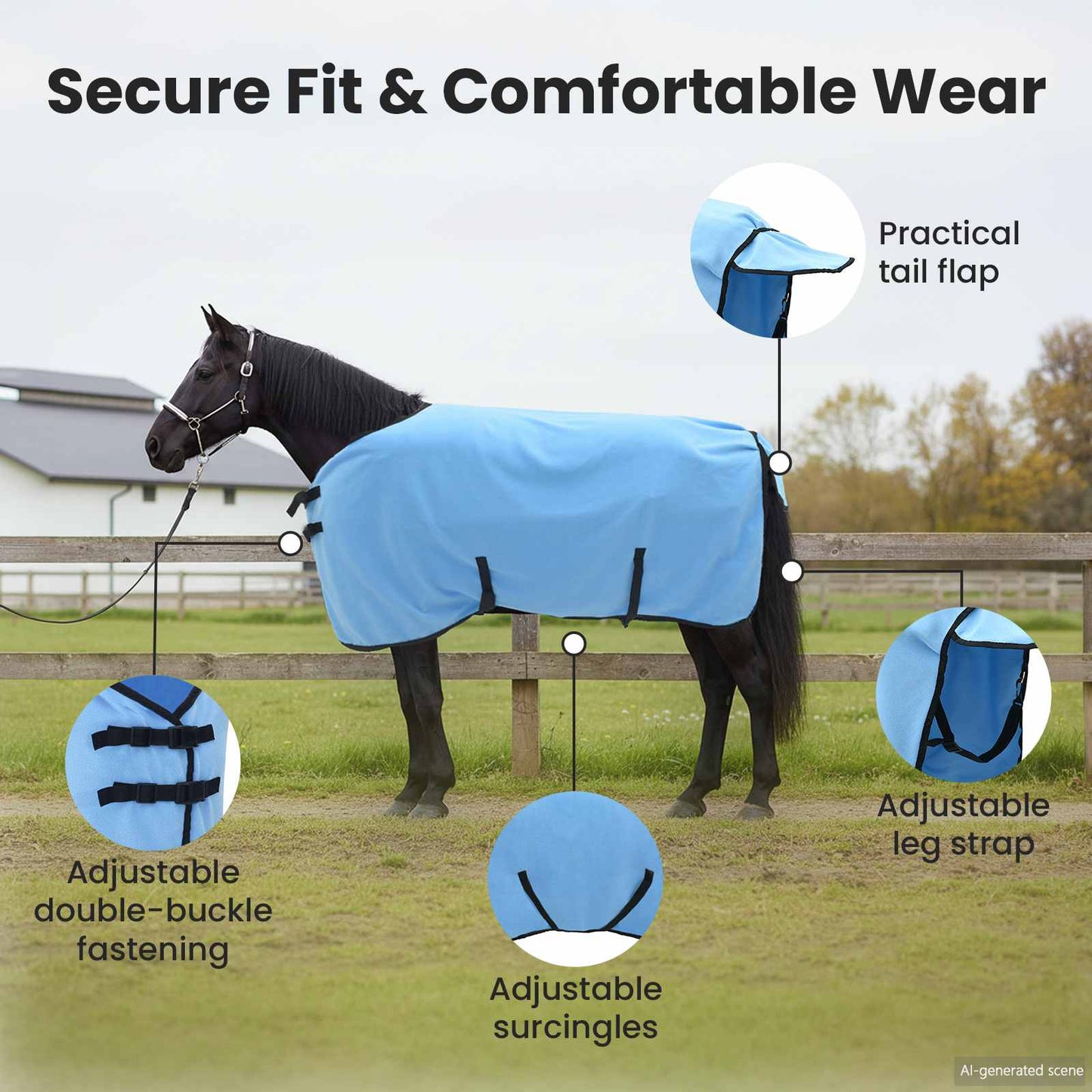 Horse Blanket Full Aqua 85 cm Polyester