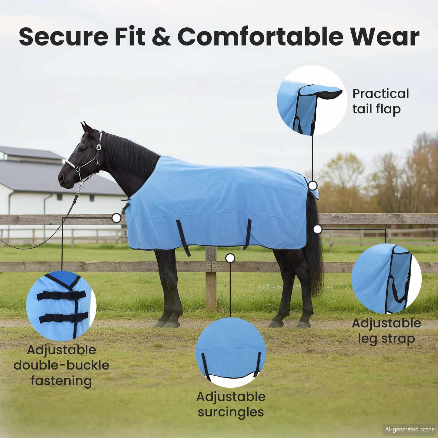 Horse Blanket Full Aqua 135 cm Polyester