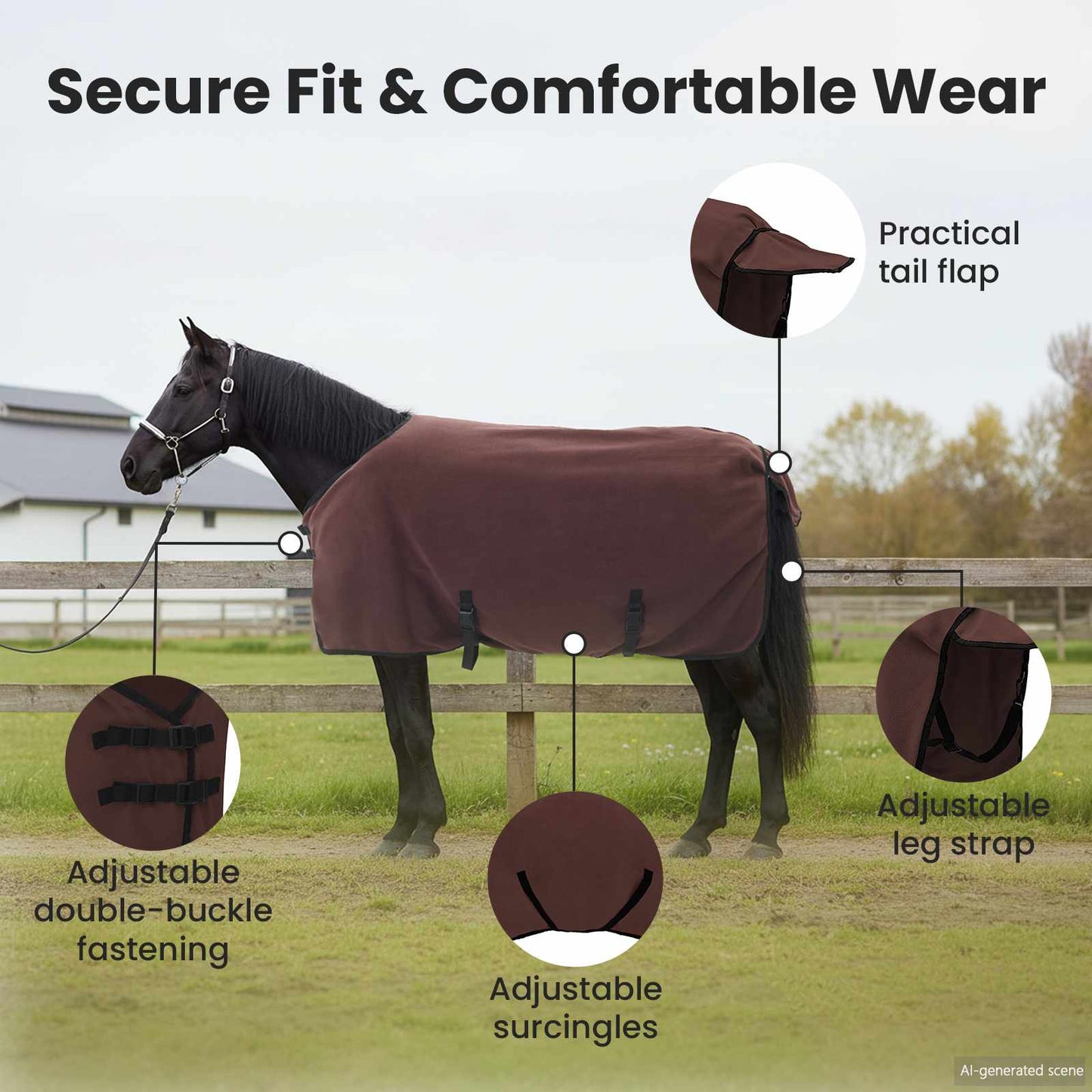 Horse Blanket Full Dark Brown 75 cm Polyester