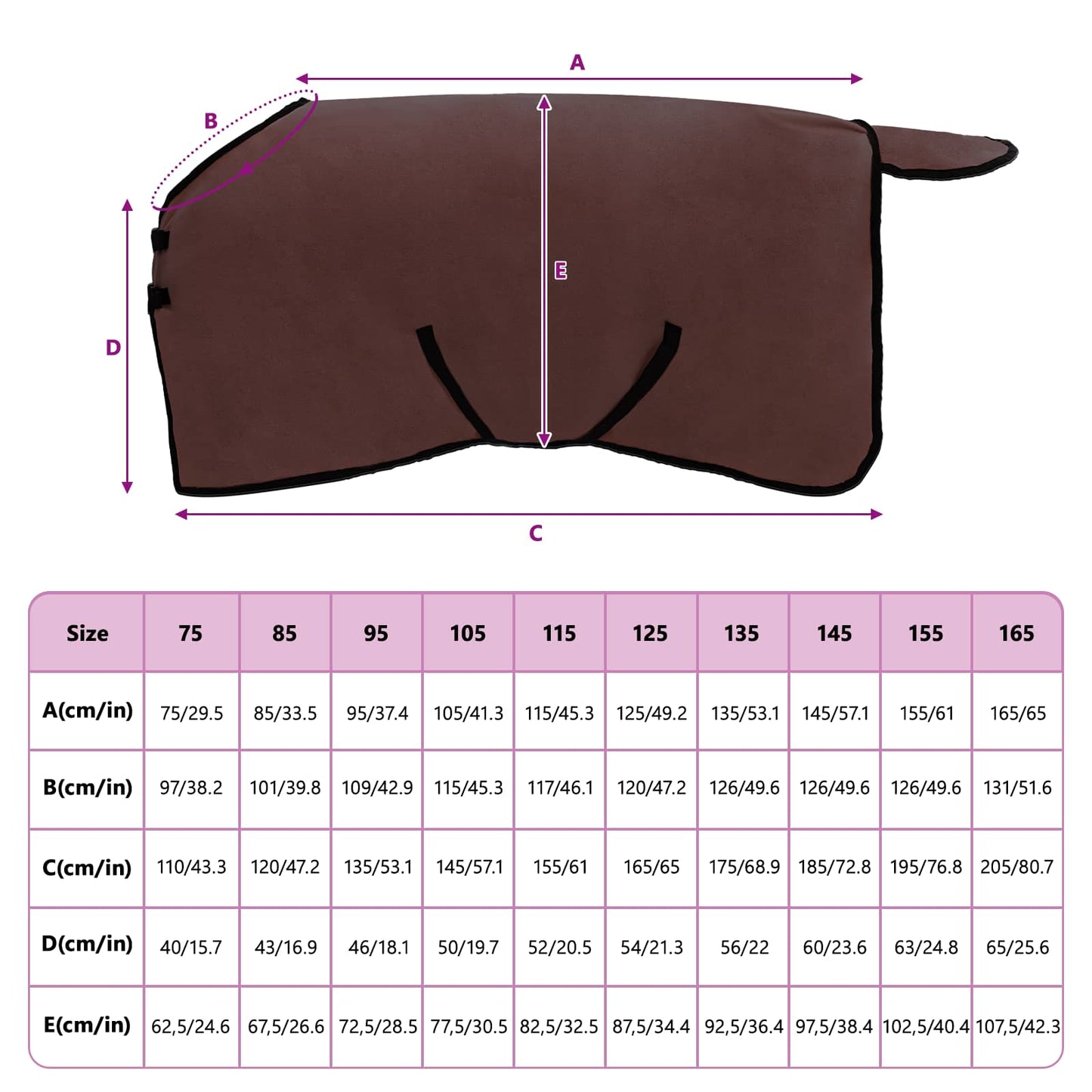 Horse Blanket Full Dark Brown 105 cm Polyester
