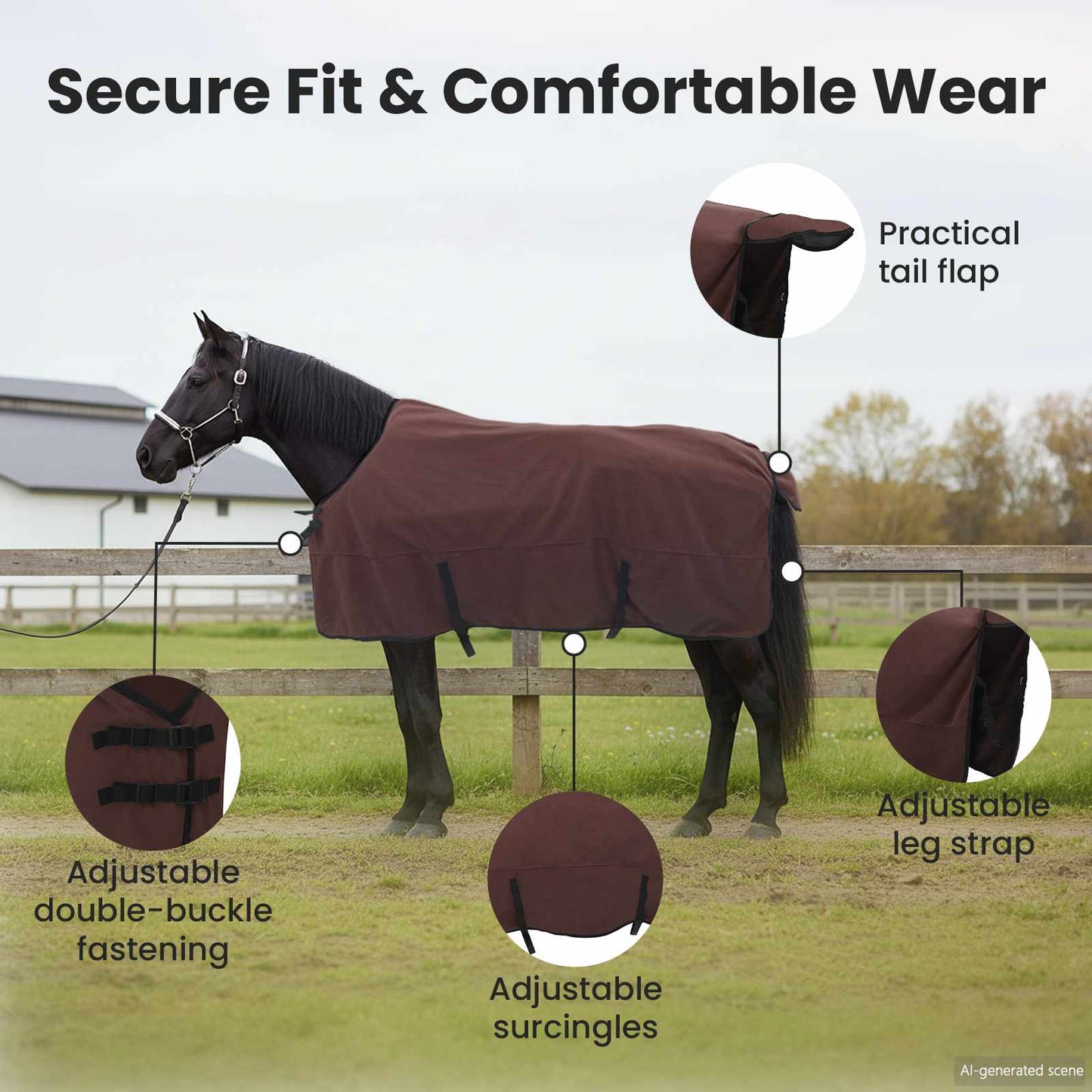 Horse Blanket Full Dark Brown 145 cm Polyester
