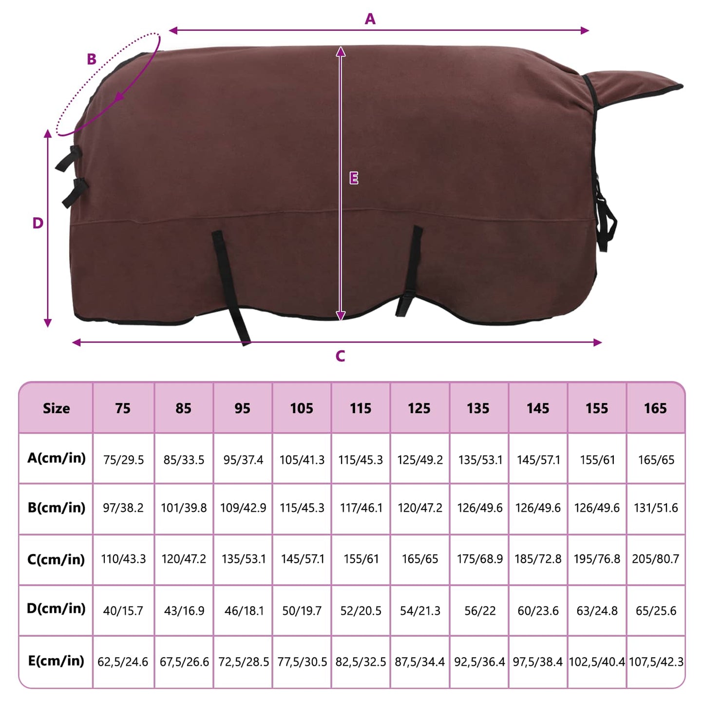 Horse Blanket Full Dark Brown 155 cm Polyester