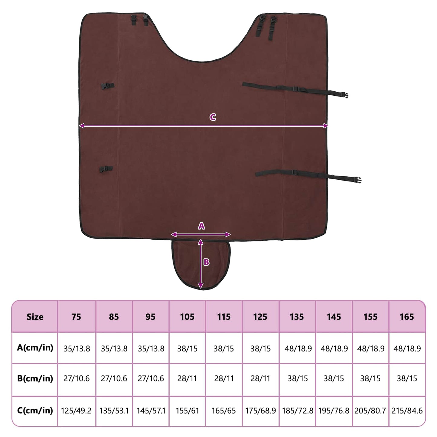 Horse Blanket Full Dark Brown 165 cm Polyester