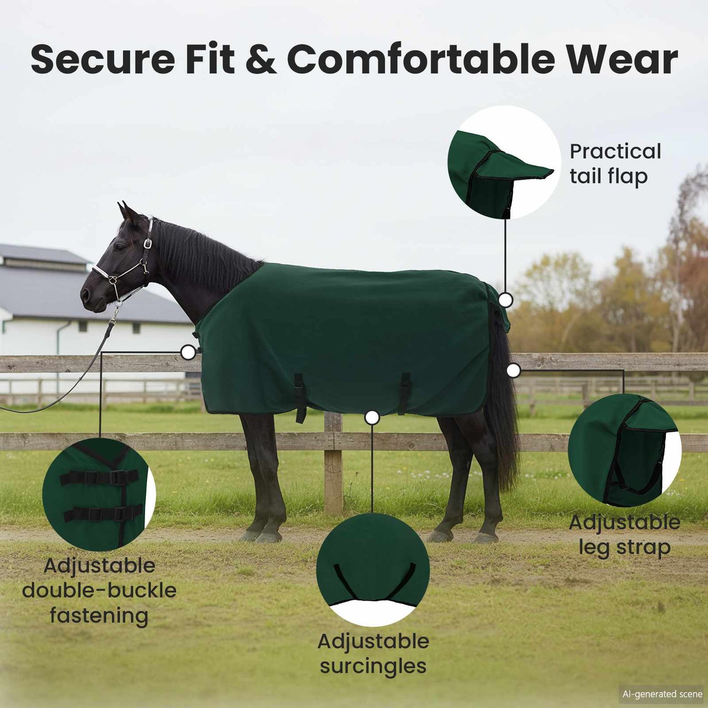Horse Blanket Full Dark Green 85 cm Polyester
