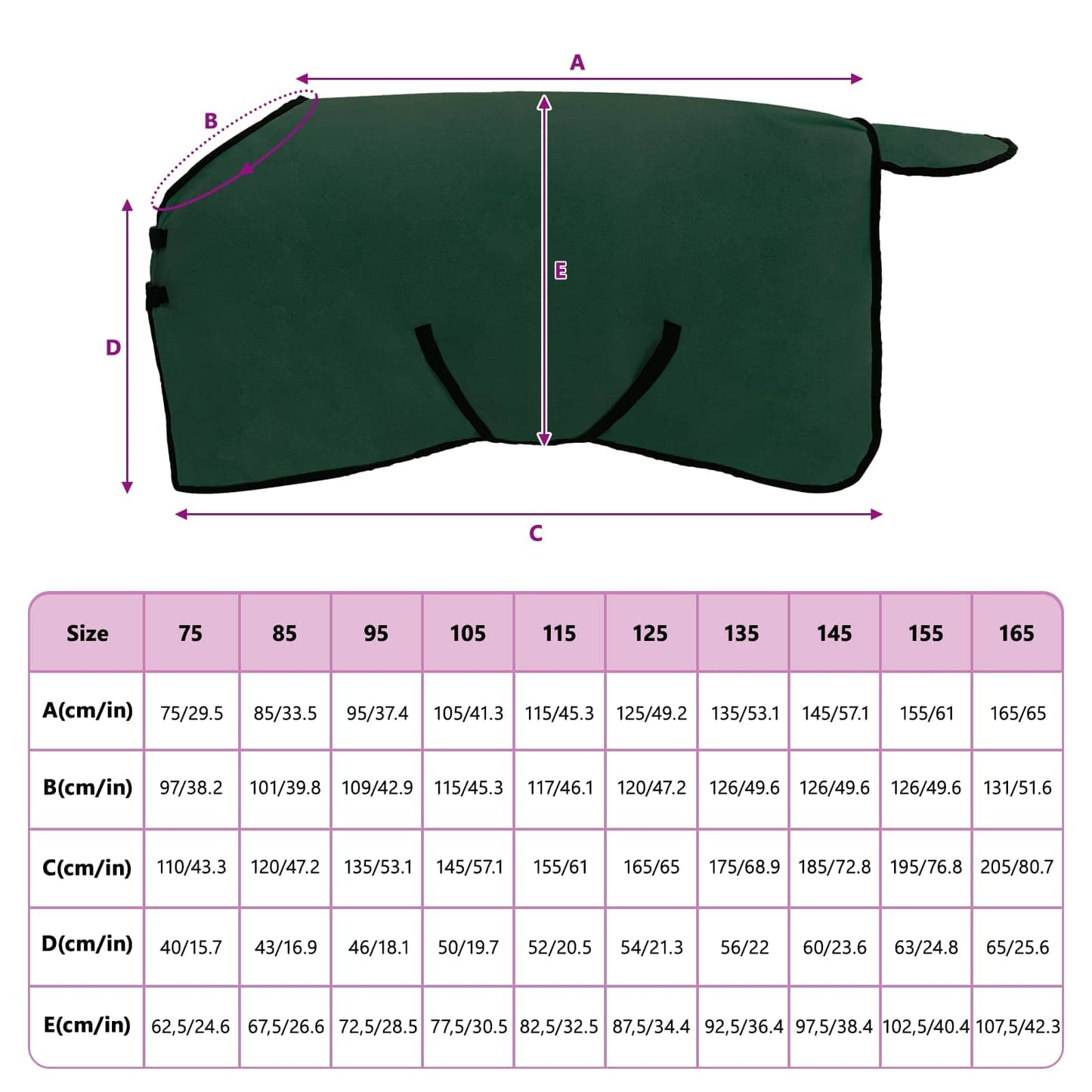 Horse Blanket Full Dark Green 95 cm Polyester