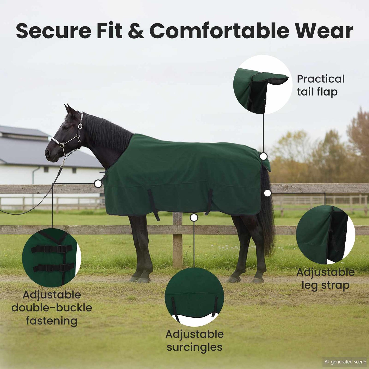 Horse Blanket Full Dark Green 125 cm Polyester