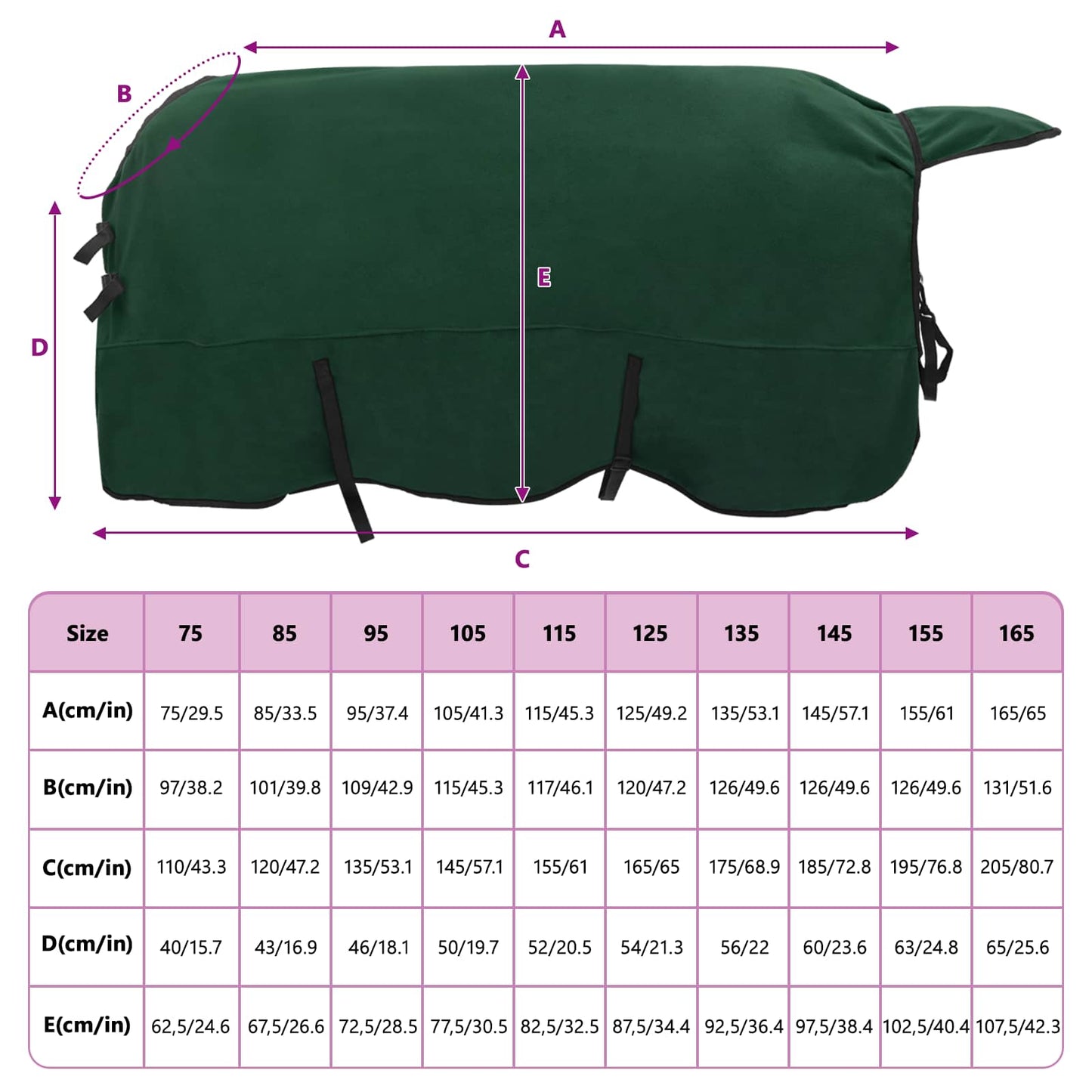 Horse Blanket Full Dark Green 145 cm Polyester