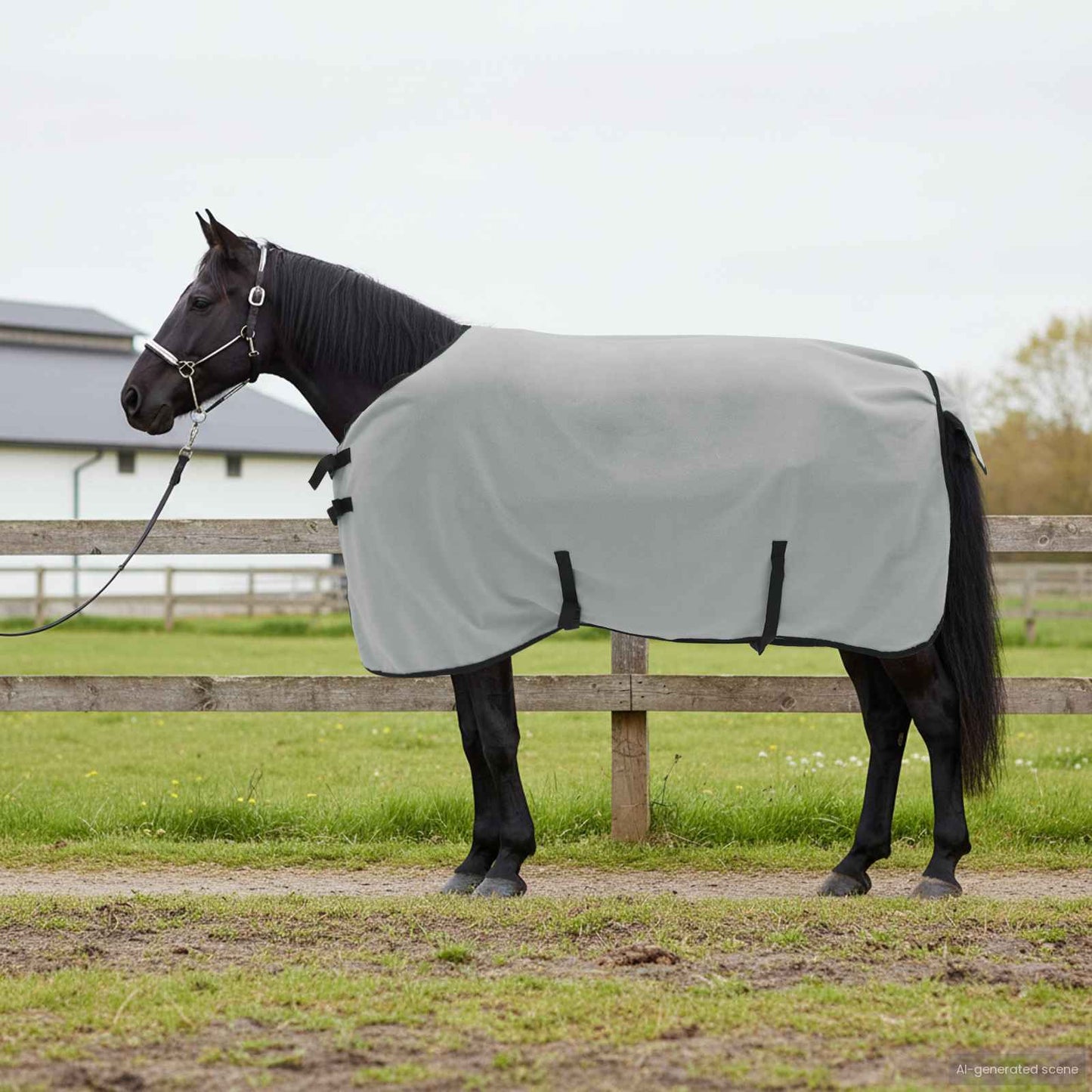 Horse Blanket Full Light Grey and Pink 95 cm Polyester