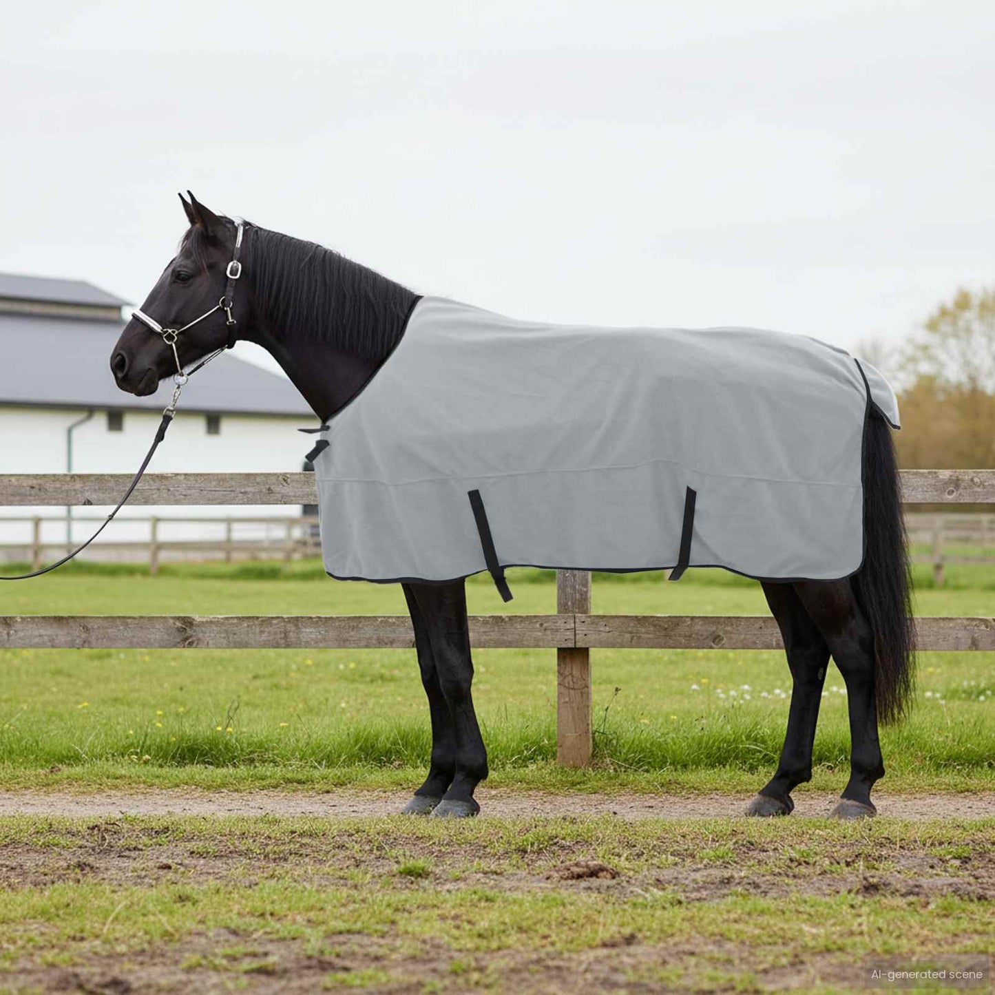 Horse Blanket Full Light Grey and Pink 125 cm Polyester