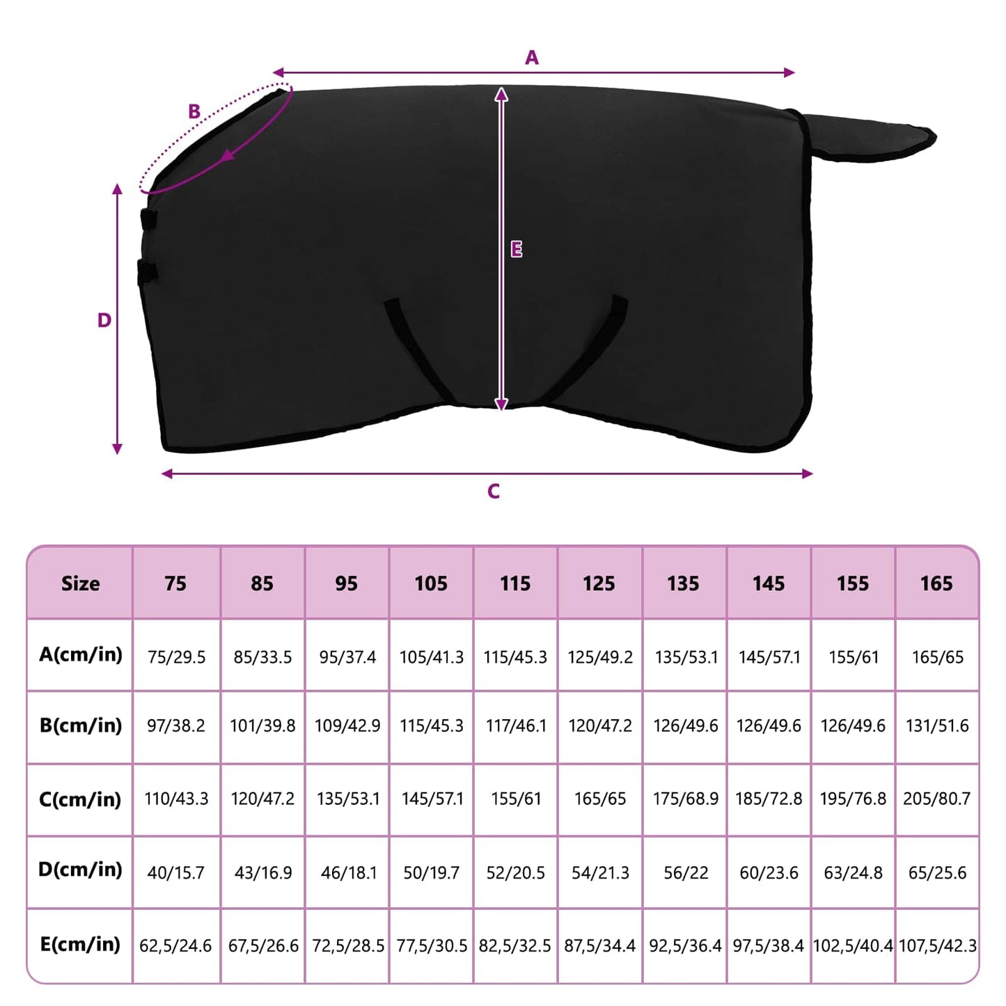 Horse Blanket Black 75 cm Polyester