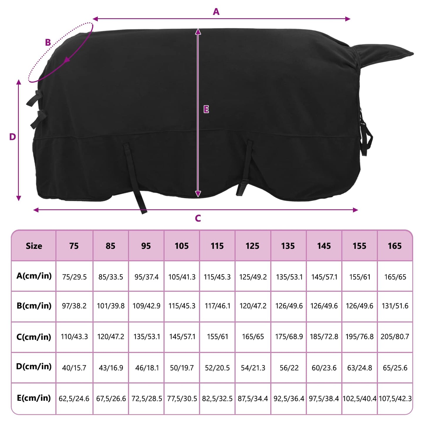 Horse Blanket Black 135 cm Polyester