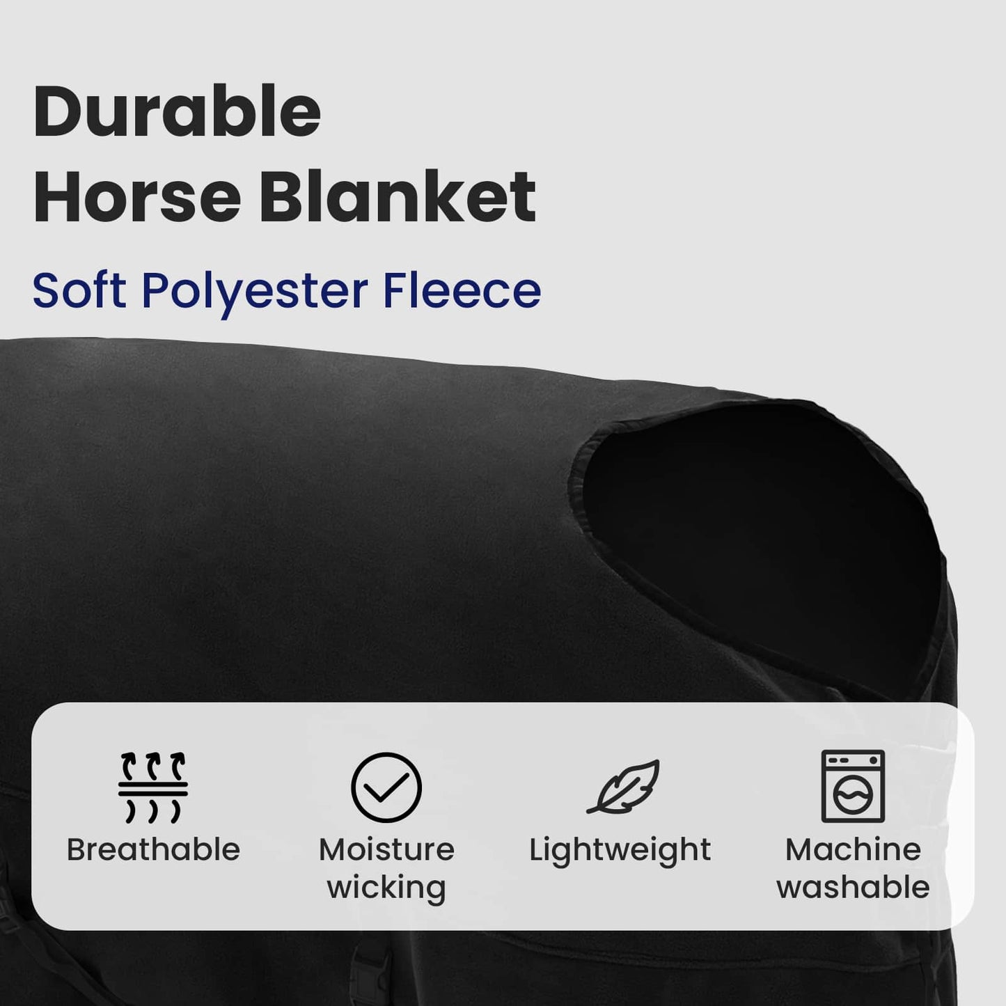 Horse Blanket Black 165 cm Polyester
