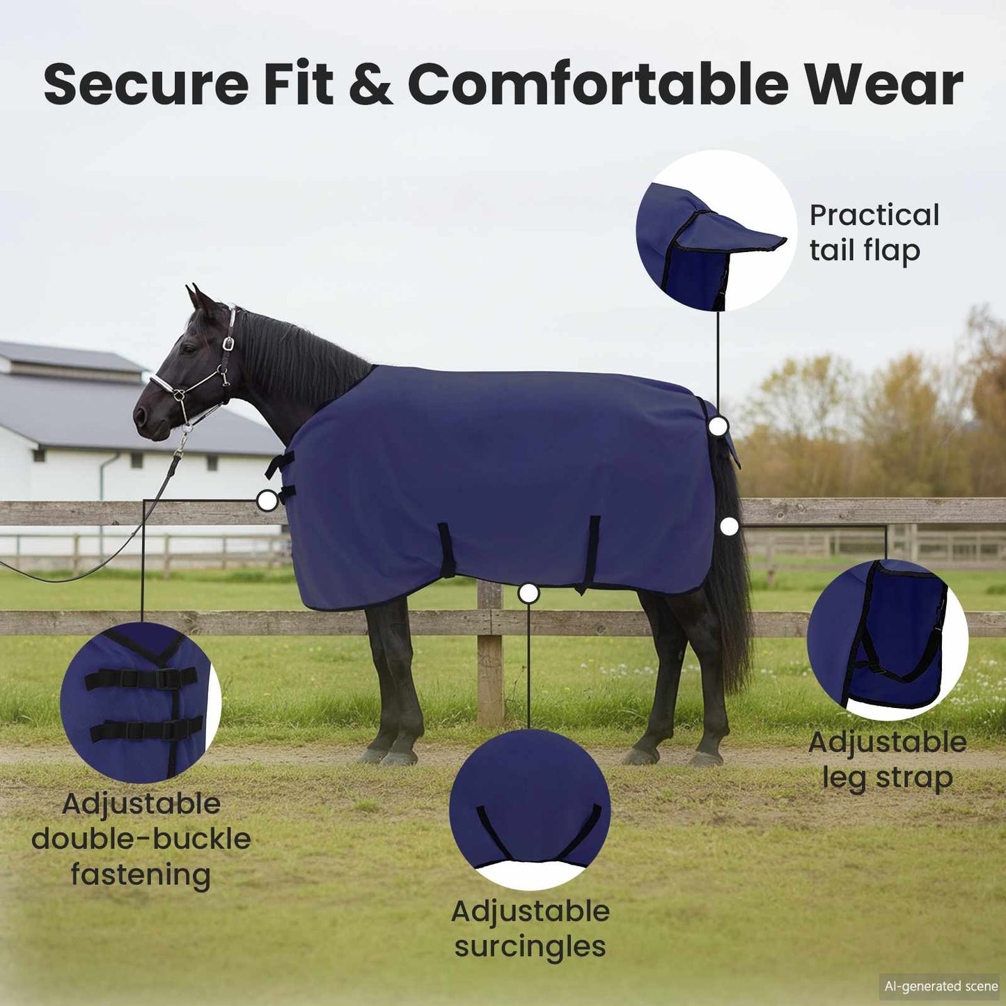 Horse Blanket Navy Blue 85 cm Polyester