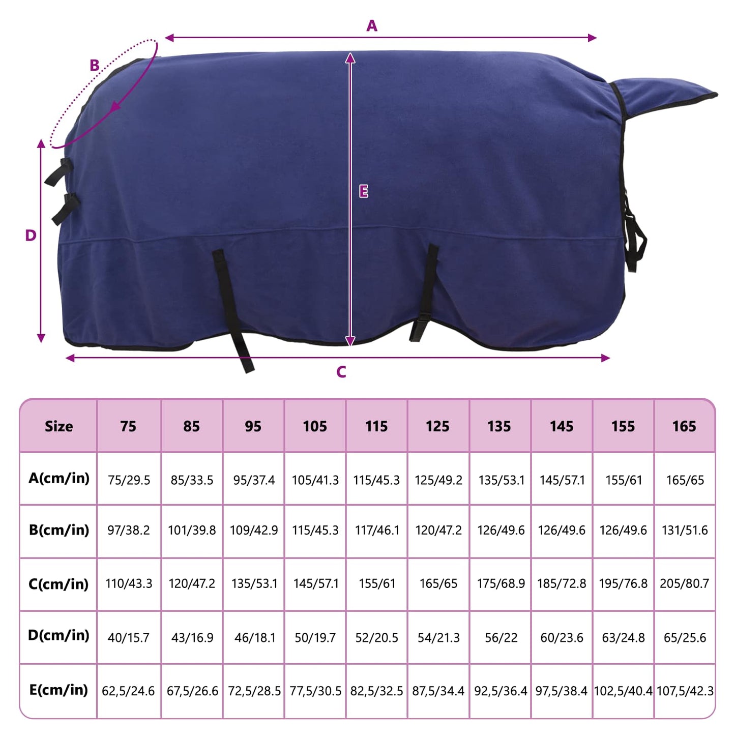 Horse Blanket Navy Blue 155 cm Polyester