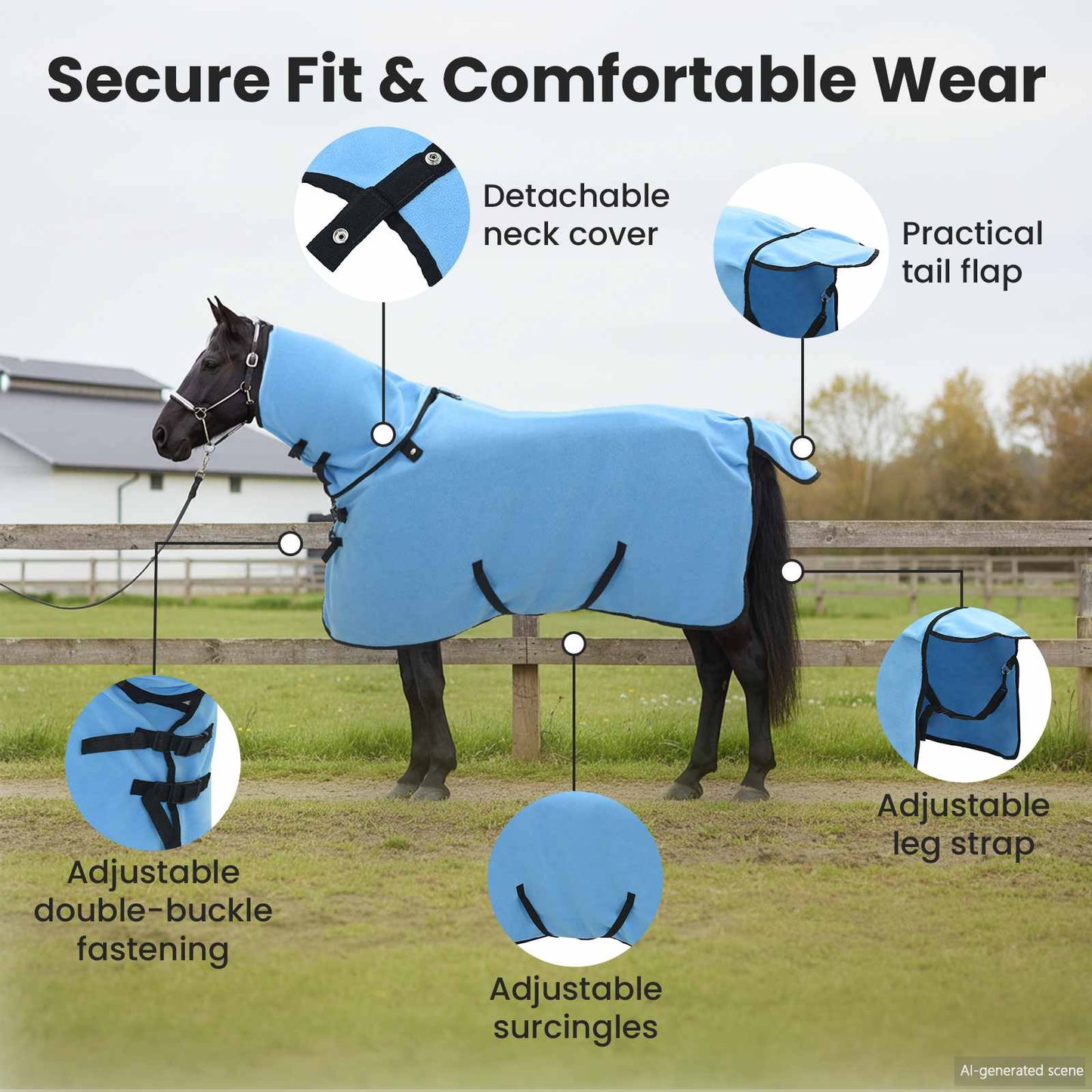 Horse Blanket Full Aqua 115 cm Polyester