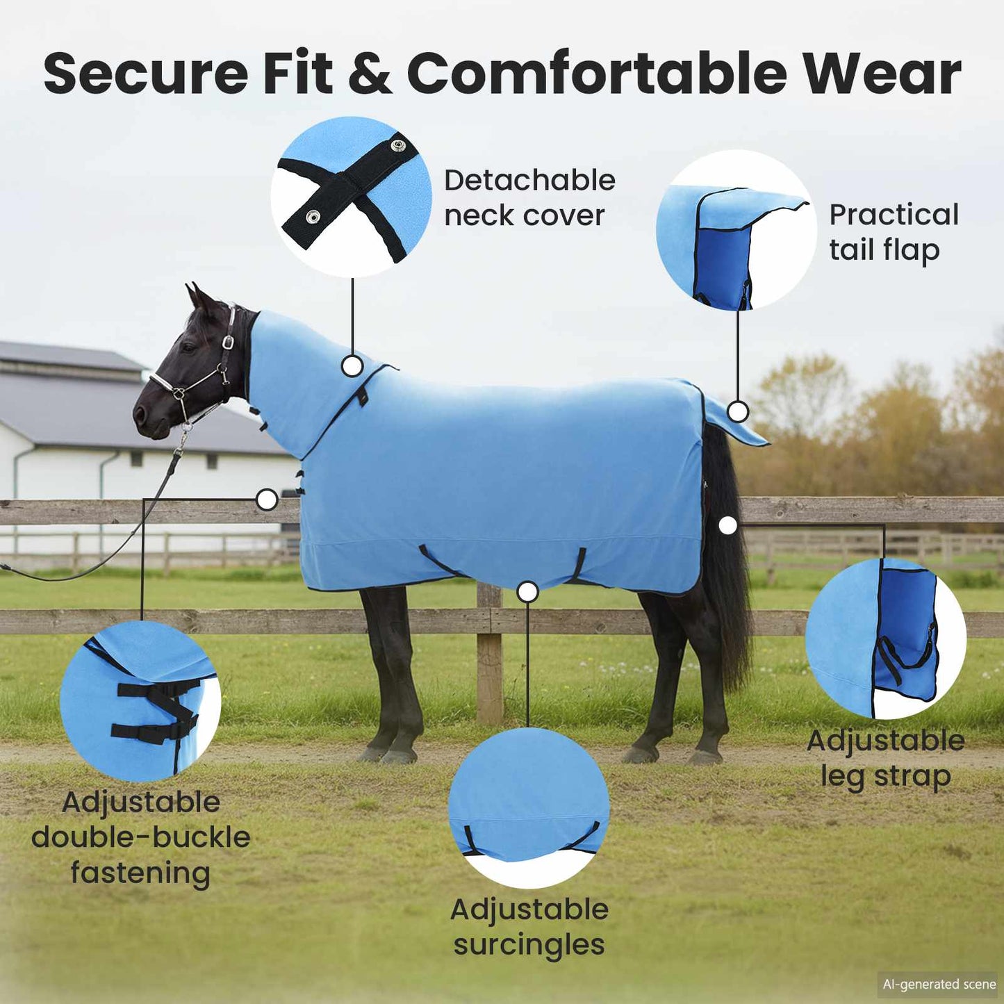 Horse Blanket Full Aqua 125 cm Polyester