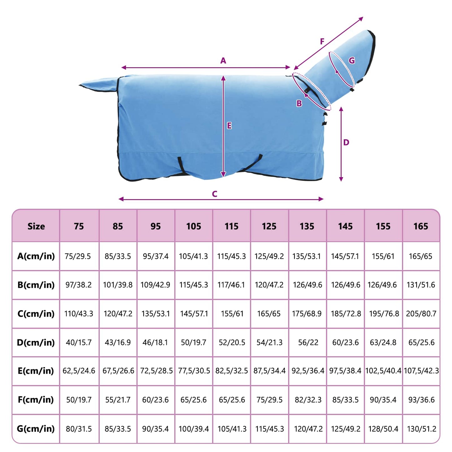 Horse Blanket Full Aqua 165 cm Polyester