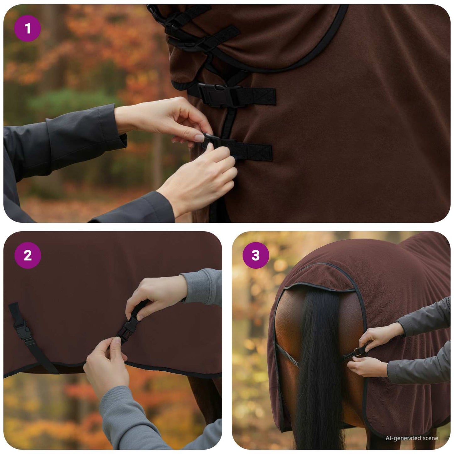 Horse Blanket Full Dark Brown 95 cm Polyester