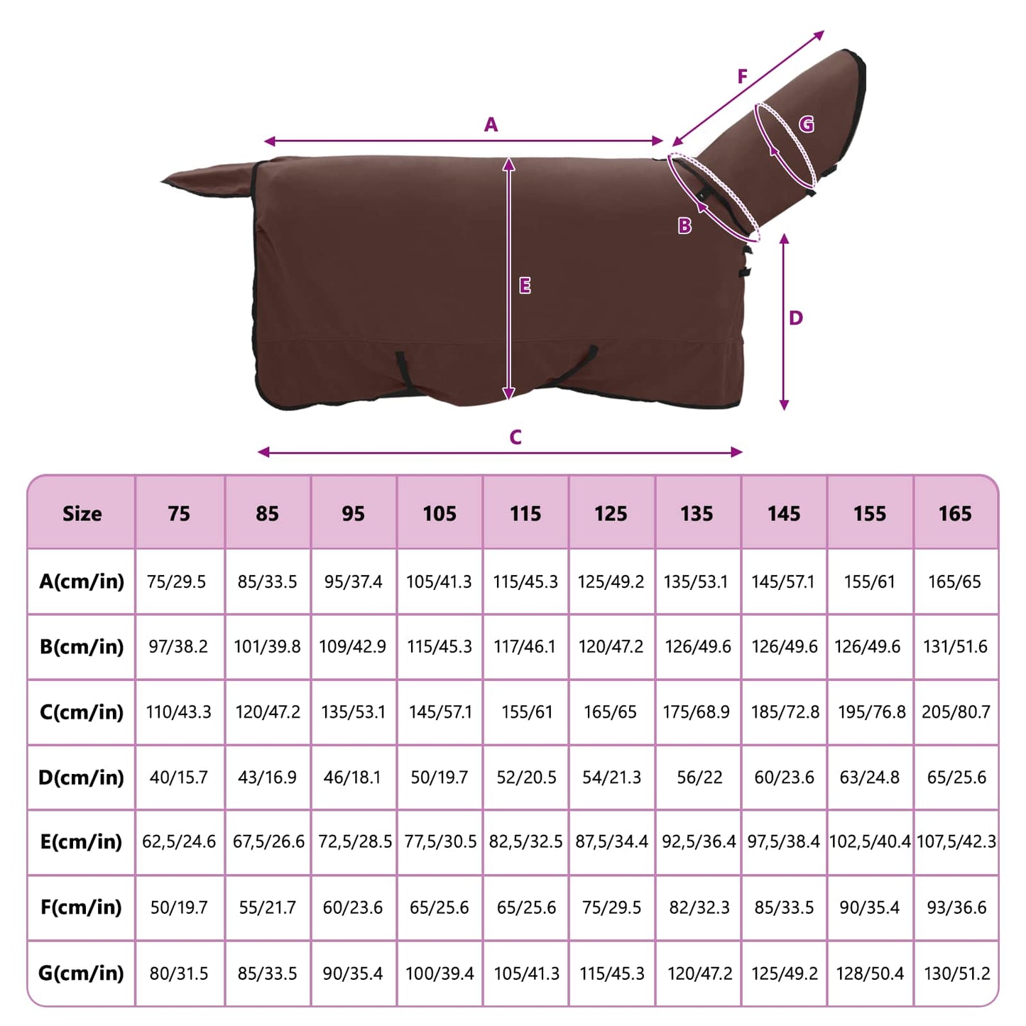 Horse Blanket Full Dark Brown 135 cm Polyester
