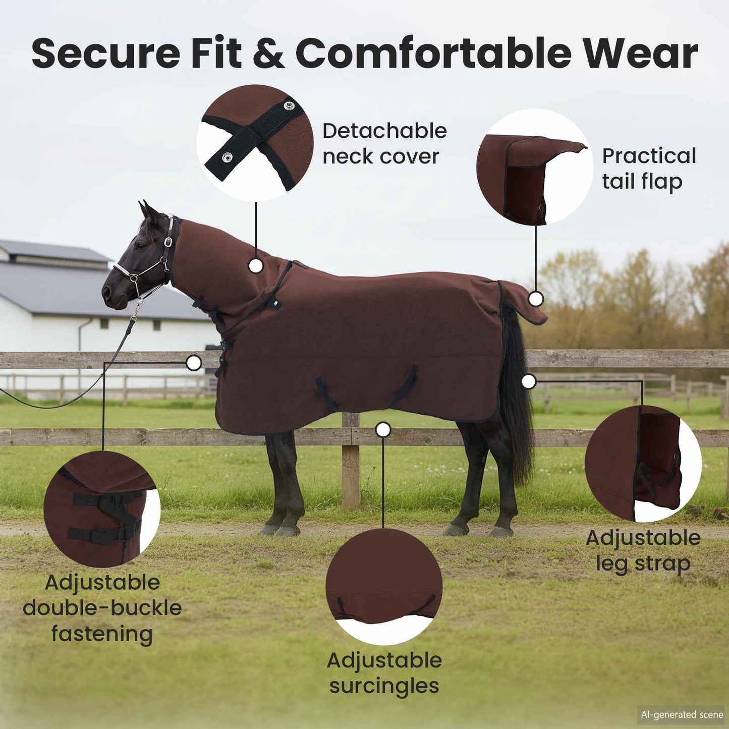 Horse Blanket Full Dark Brown 155 cm Polyester