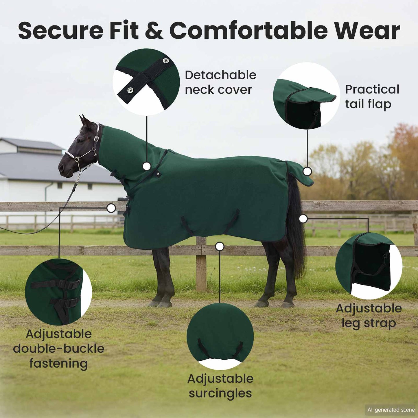 Horse Blanket Full Dark Green 75 cm Polyester