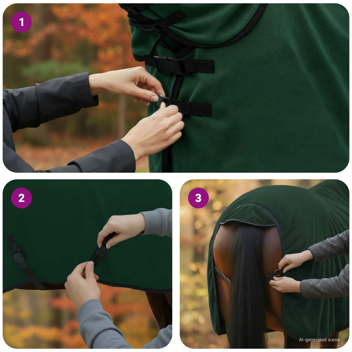 Horse Blanket Full Dark Green 95 cm Polyester