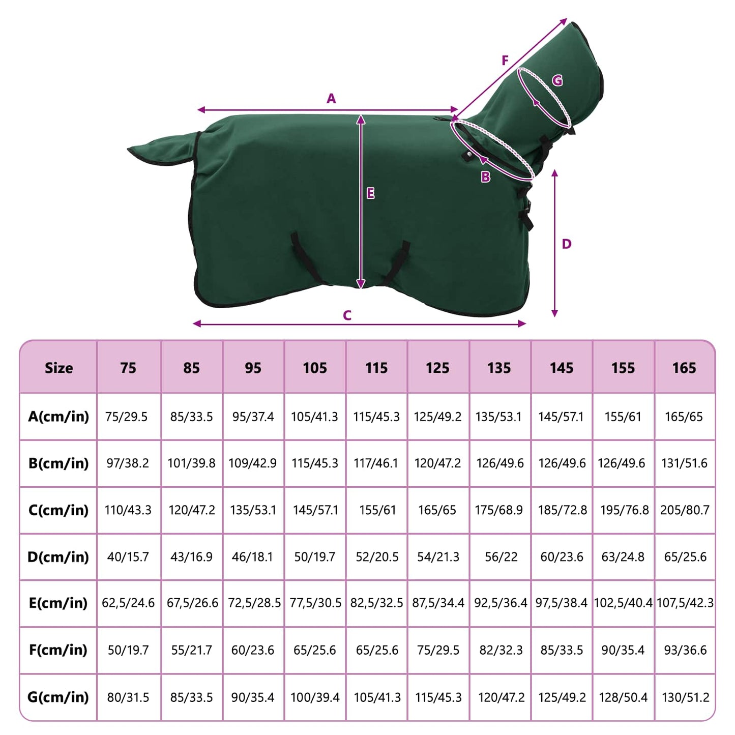 Horse Blanket Full Dark Green 105 cm Polyester