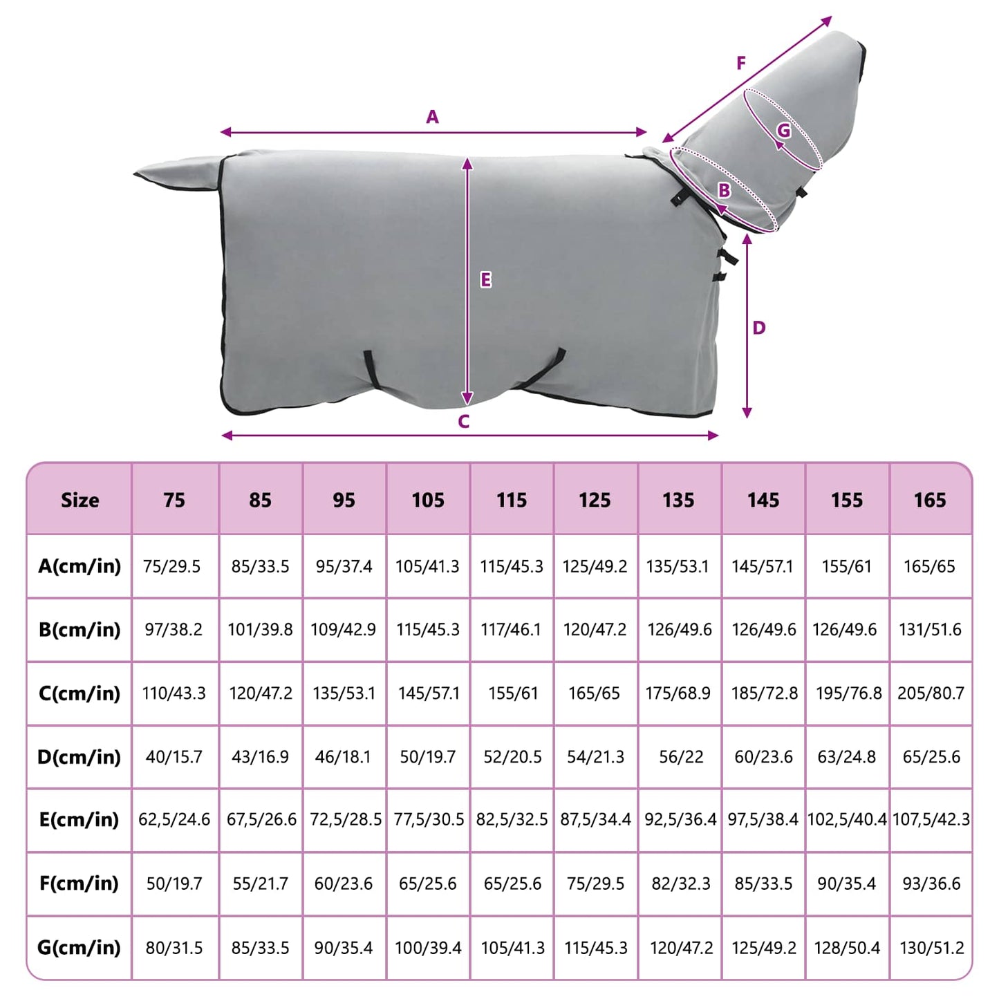 Horse Blanket Full Light Grey and Pink 75 cm Polyester
