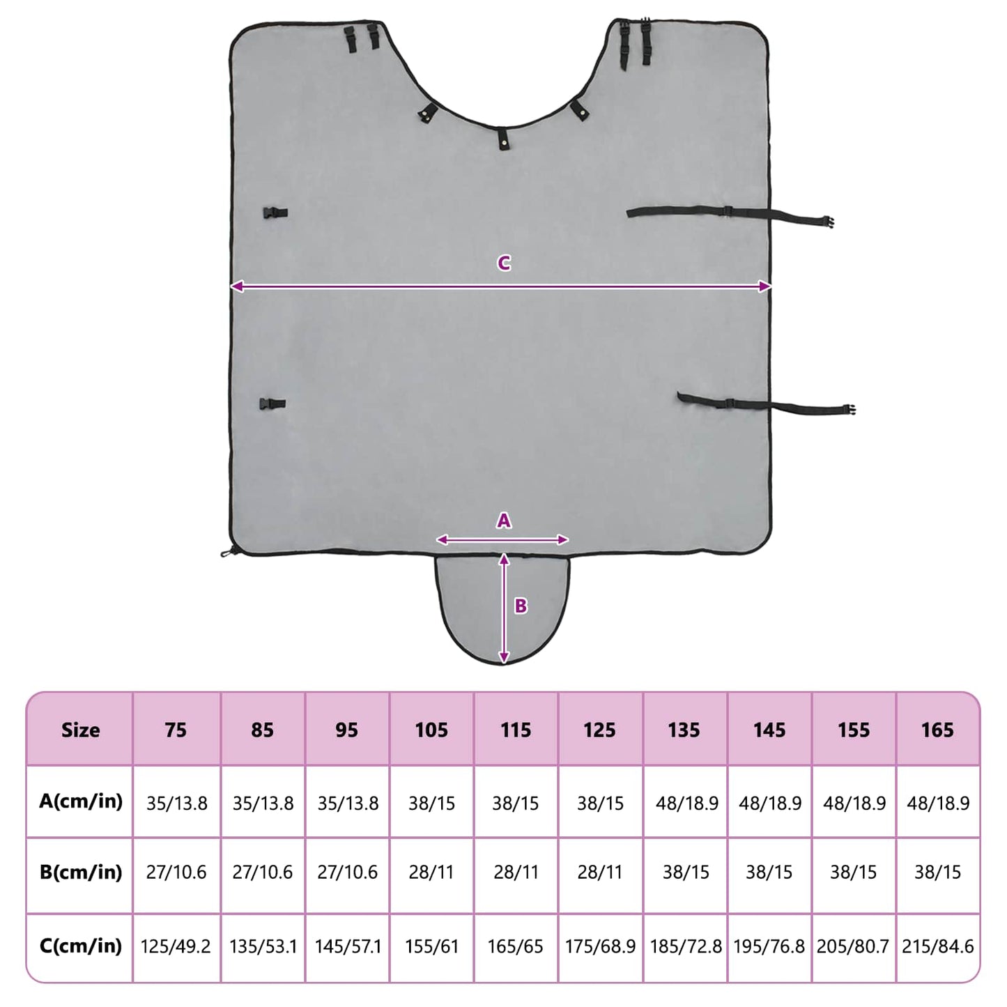 Horse Blanket Full Light Grey and Pink 95 cm Polyester
