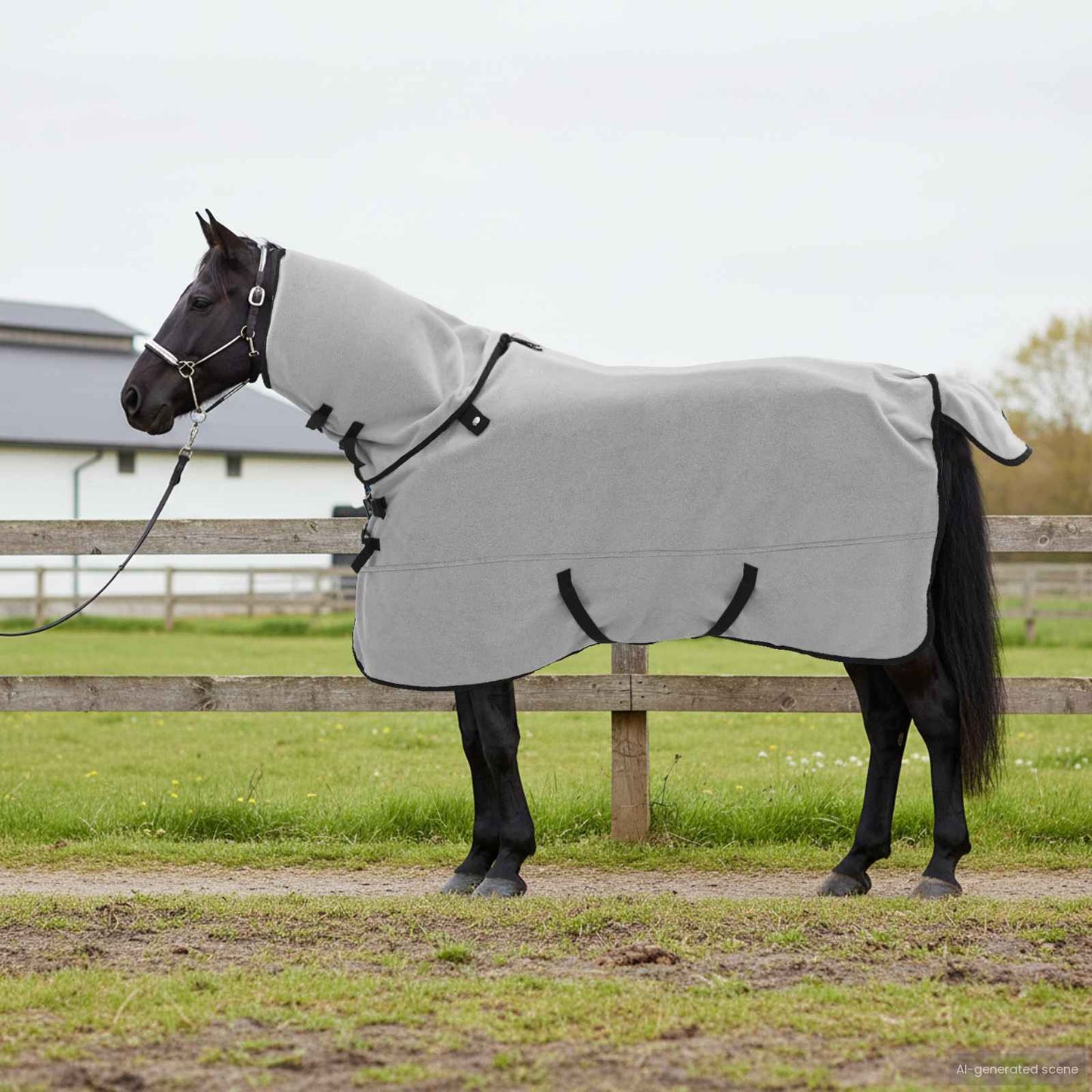 Horse Blanket Full Light Grey and Pink 165 cm Polyester