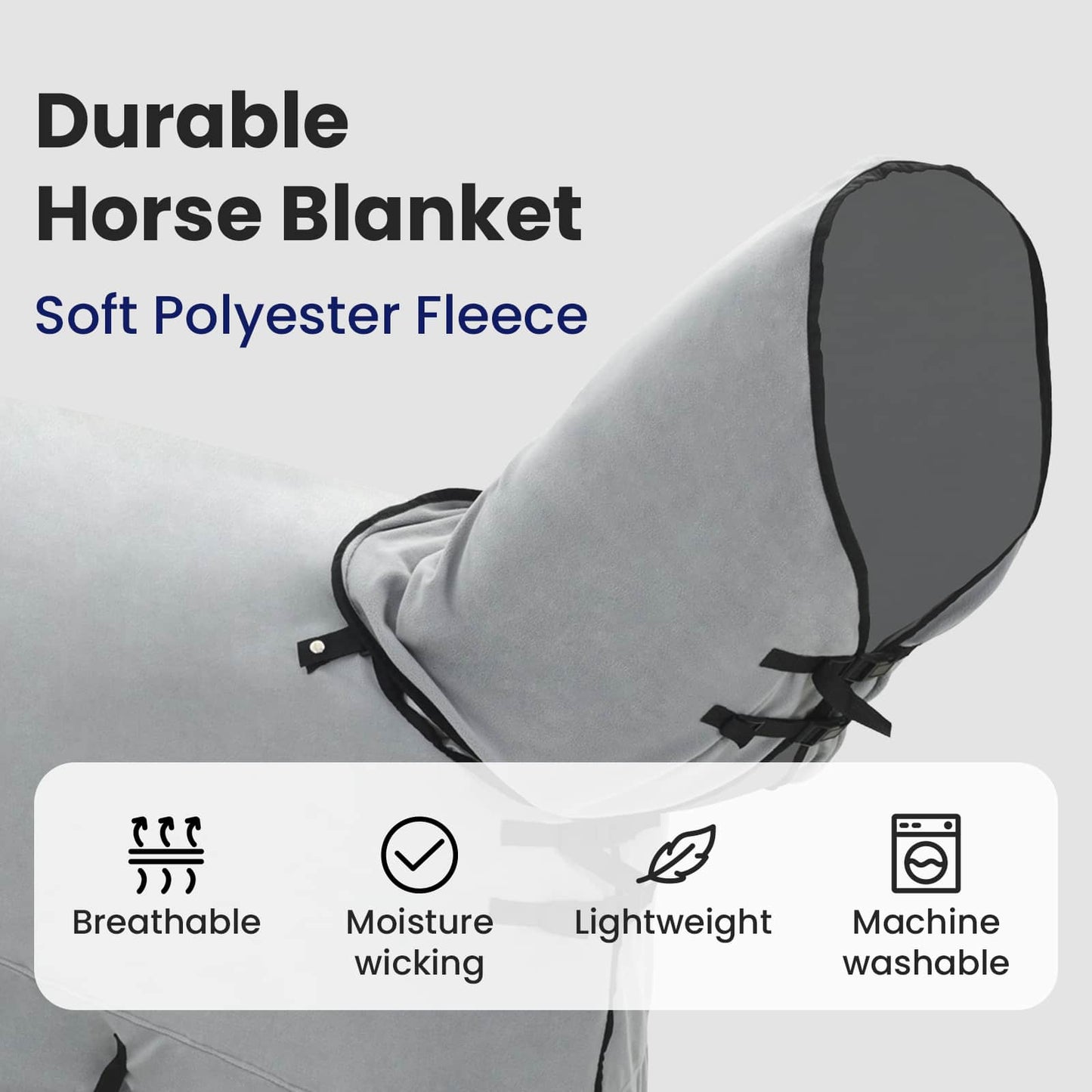 Horse Blanket Full Light Grey and Pink 165 cm Polyester