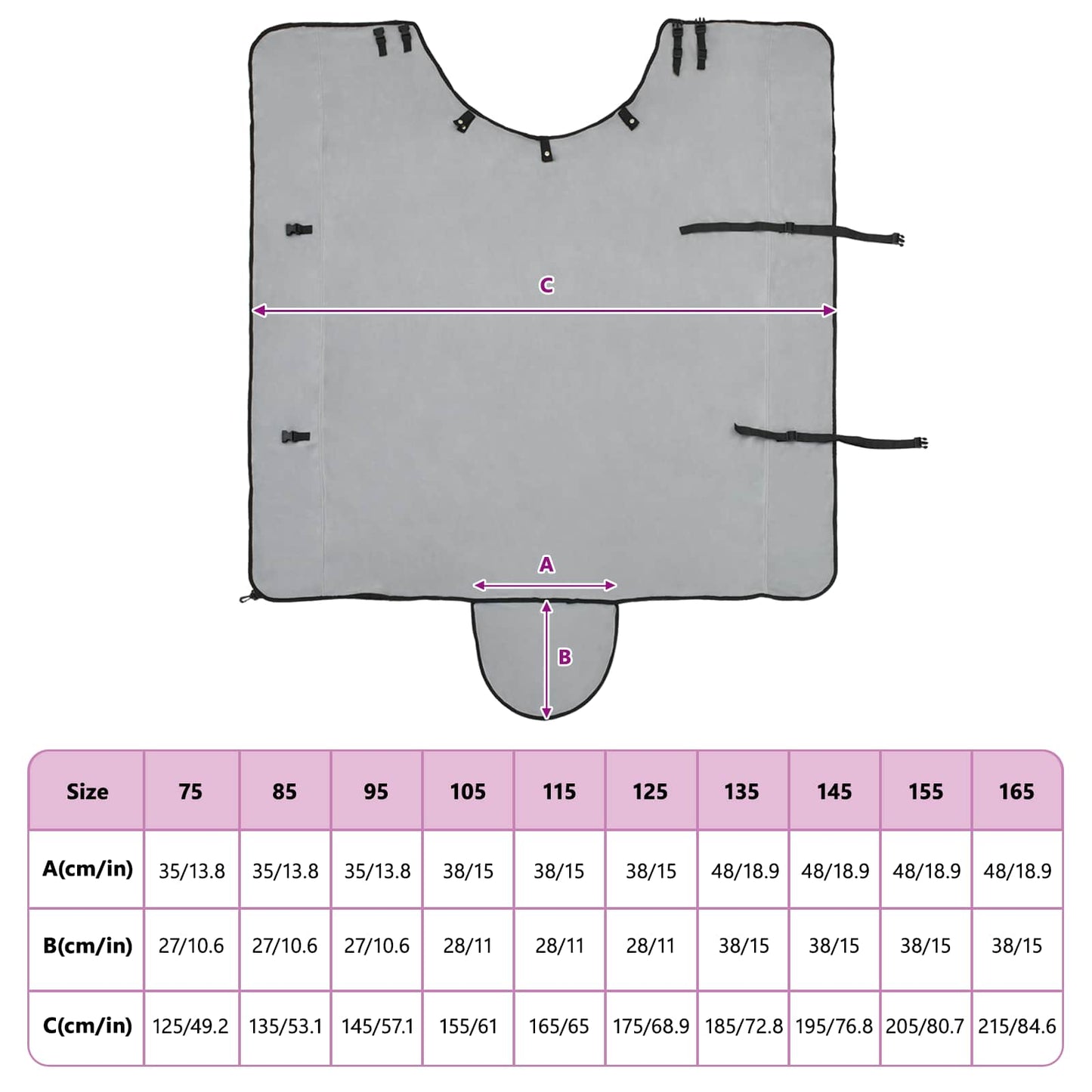 Horse Blanket Full Light Grey and Pink 165 cm Polyester