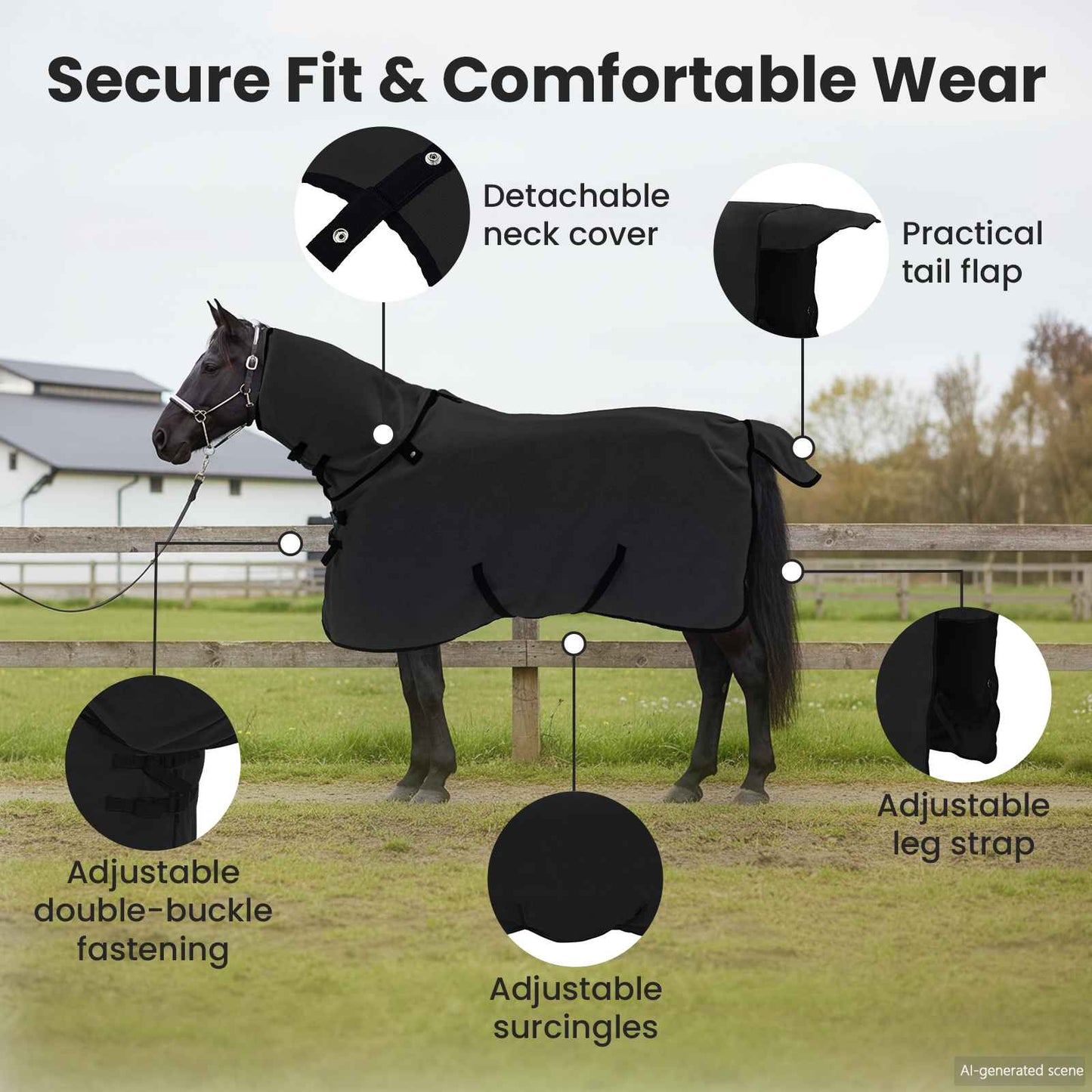 Horse Blanket Black 75 cm Polyester