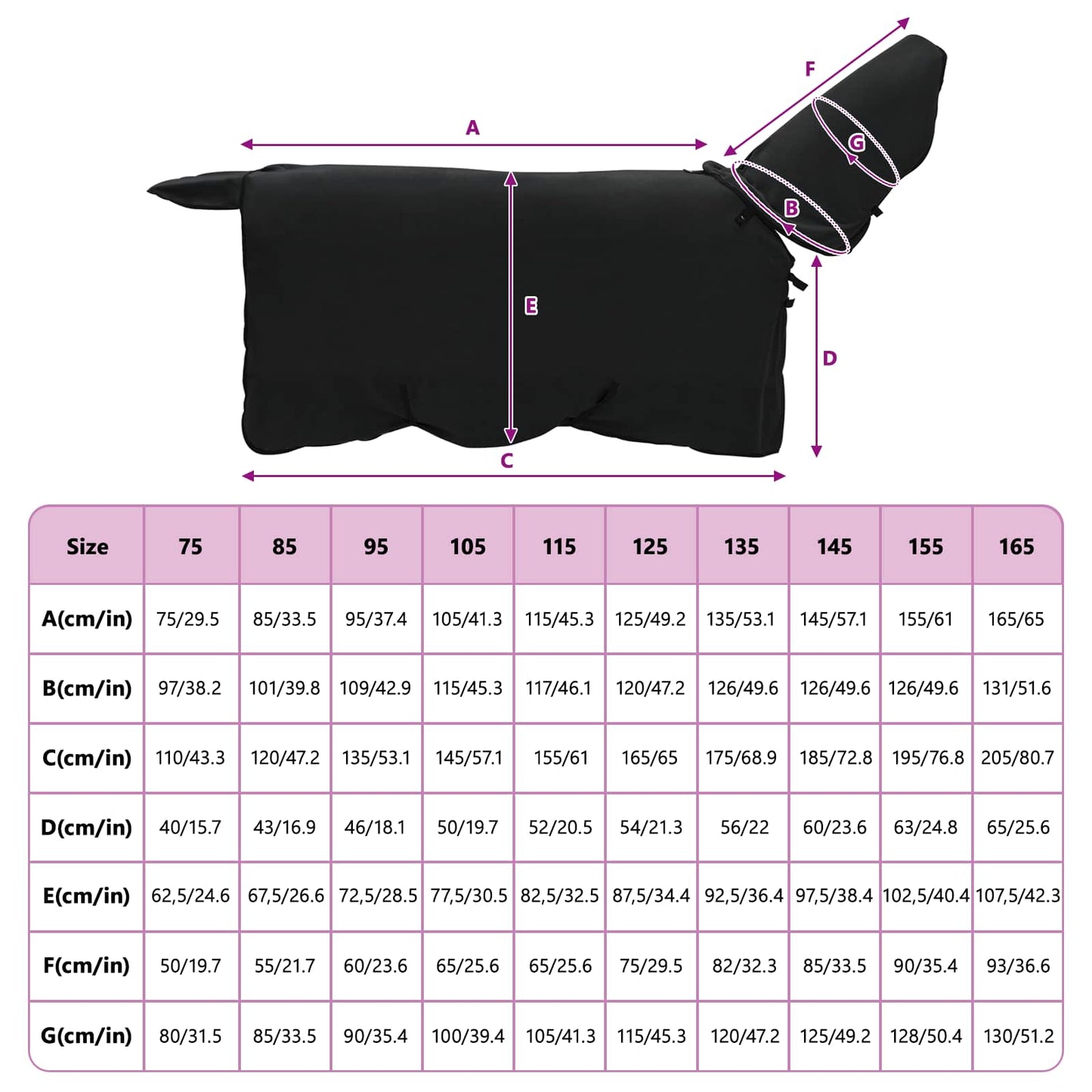 Horse Blanket Black 95 cm Polyester
