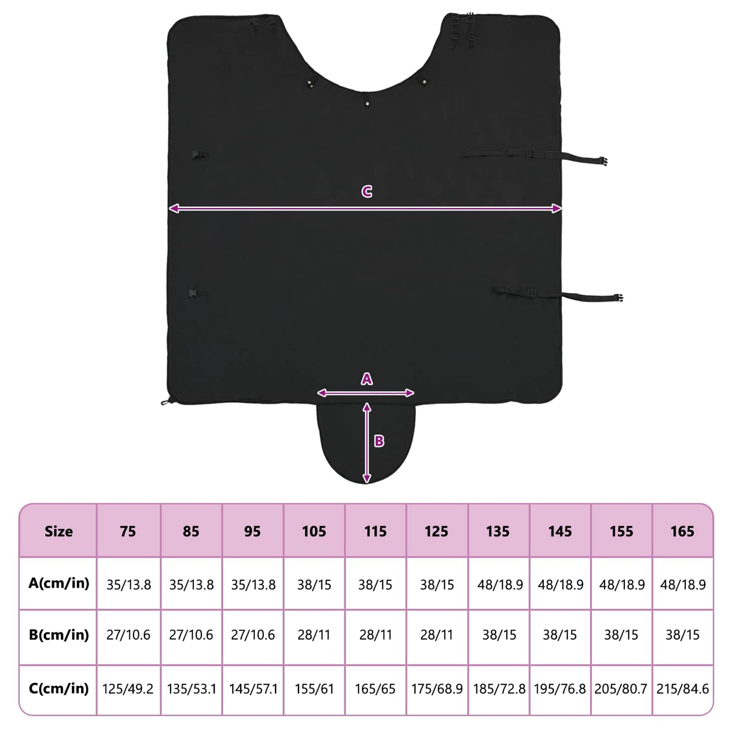 Horse Blanket Black 95 cm Polyester