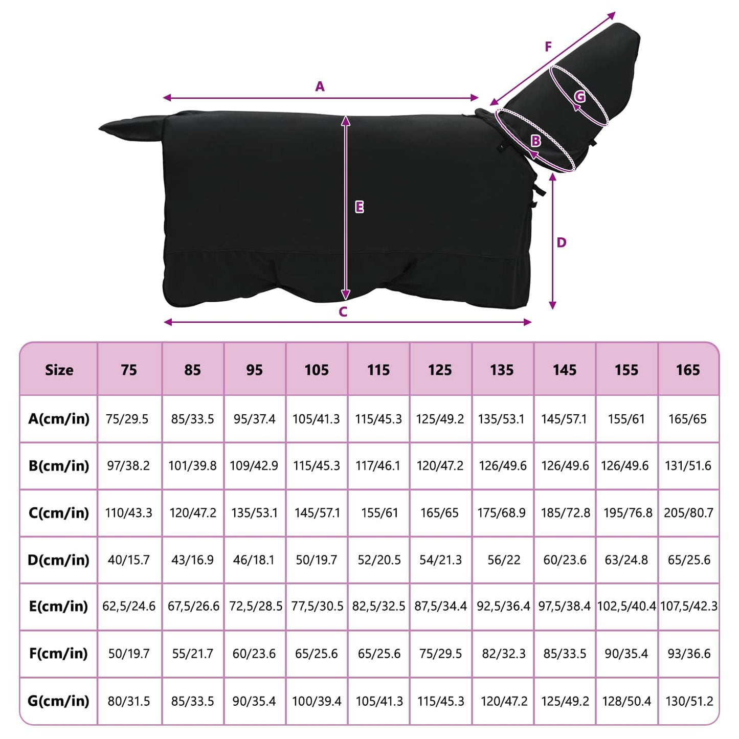 Horse Blanket Black 145 cm Polyester