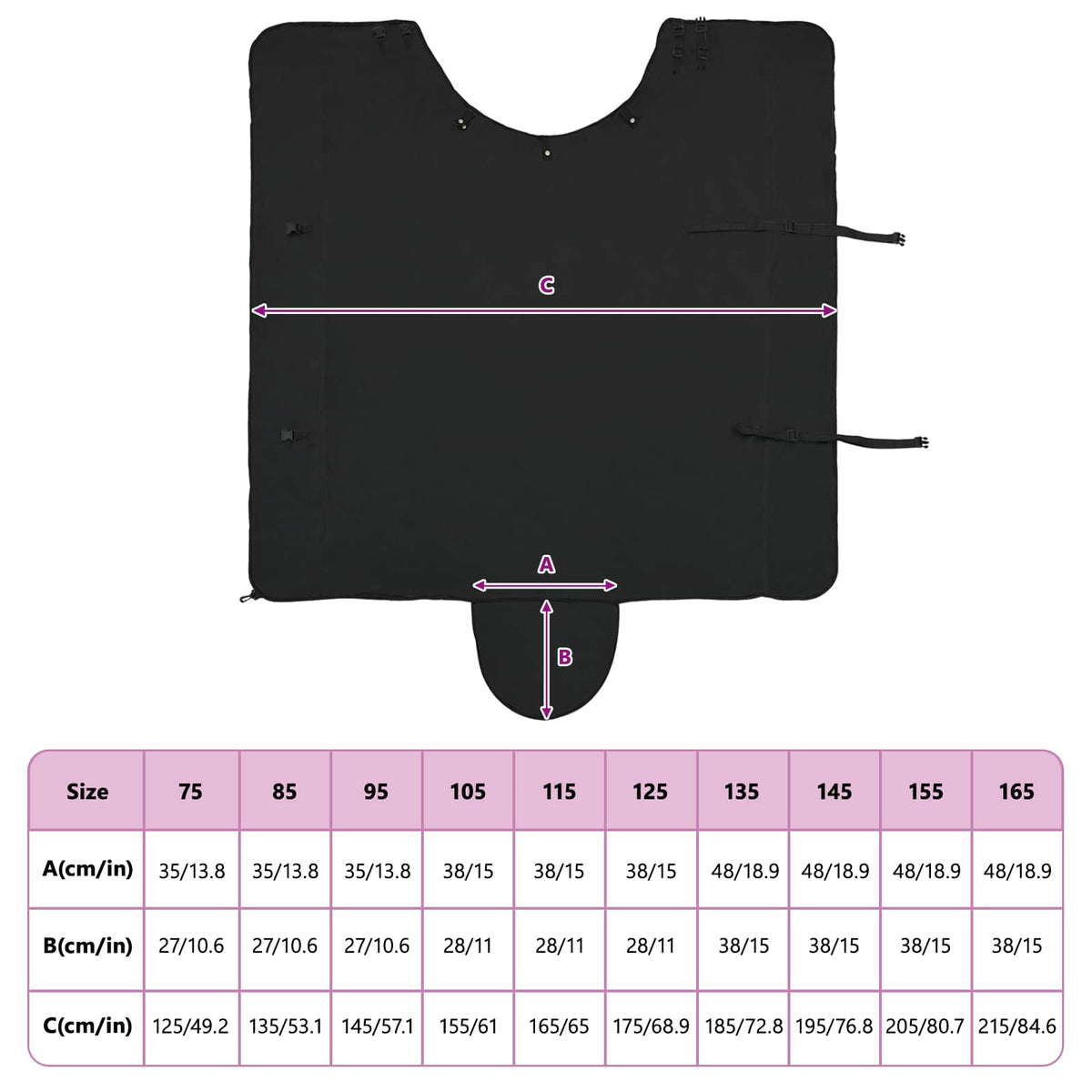 Horse Blanket Black 155 cm Polyester Fleece